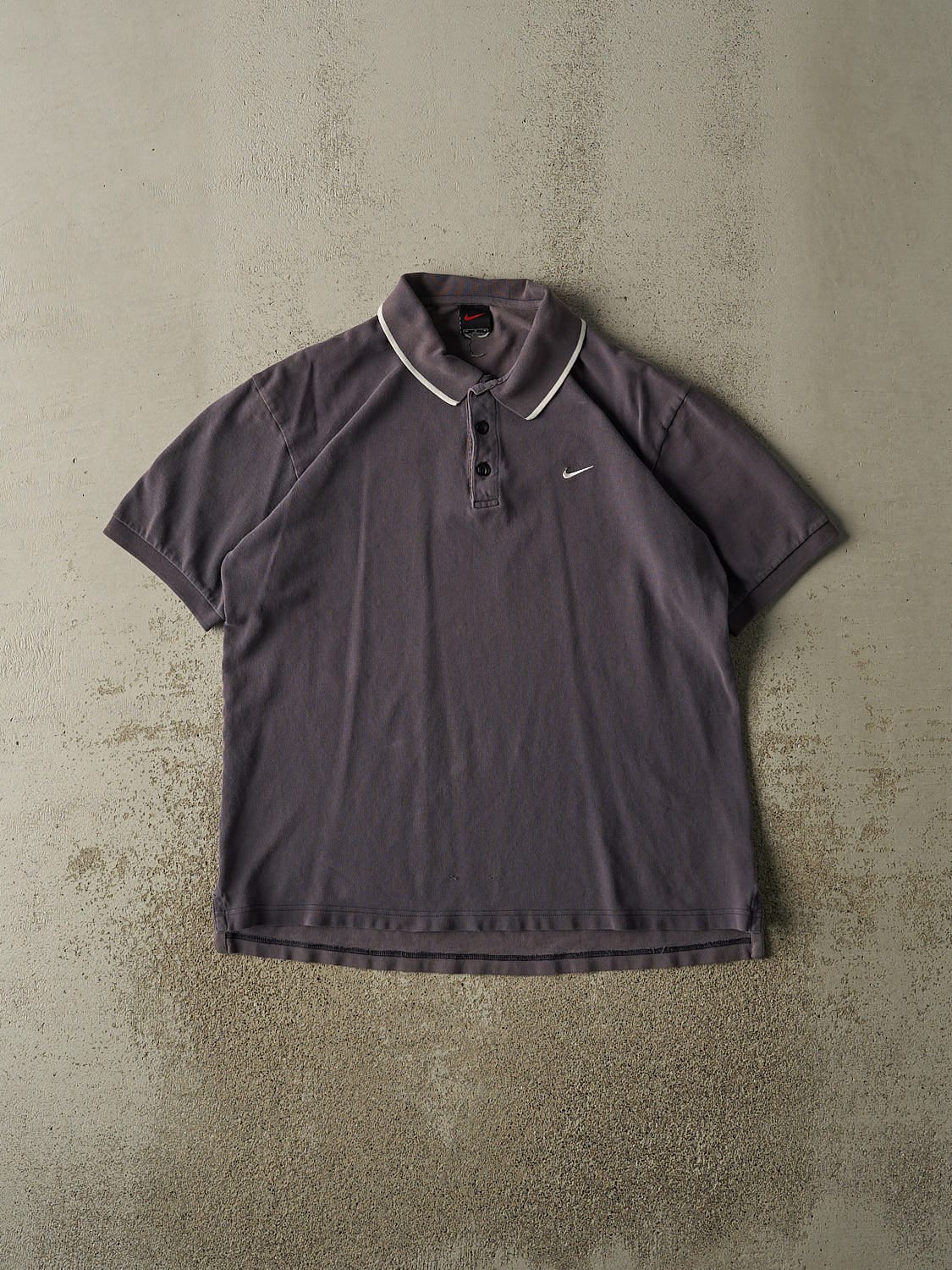 Vintage Y2K Charcoal Grey Nike Embroidered Quarter Button Tee (M/L)