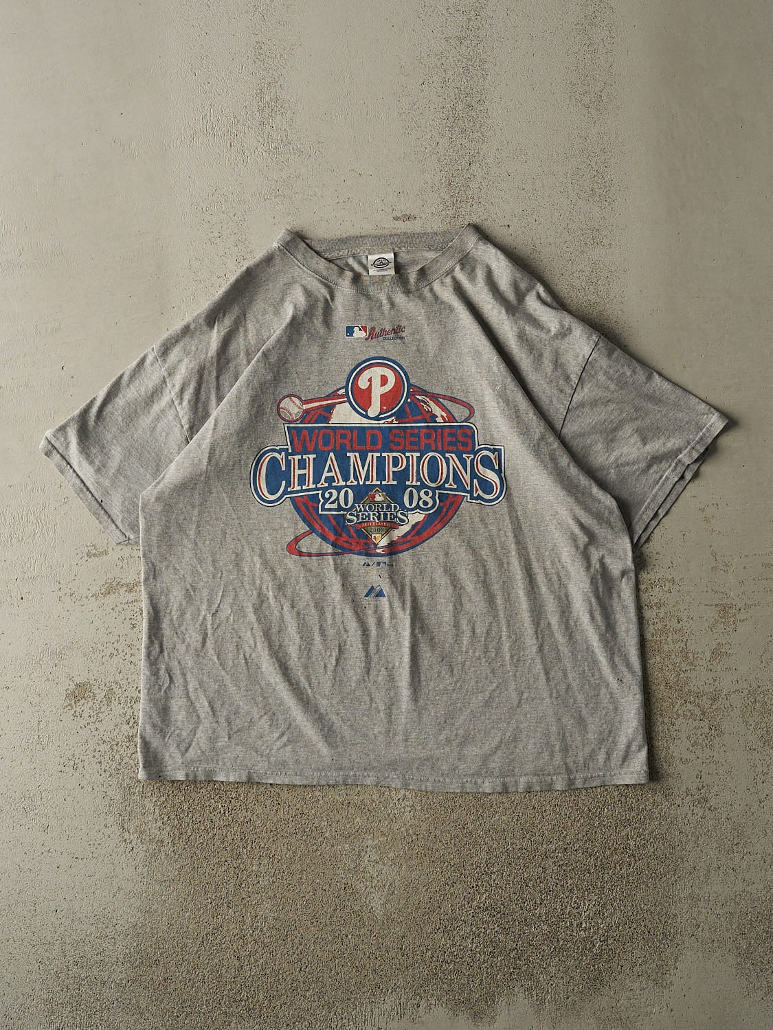 Vintage 08' Grey Philadelphia Phillies World Series Champs Tee (XL/XXL)