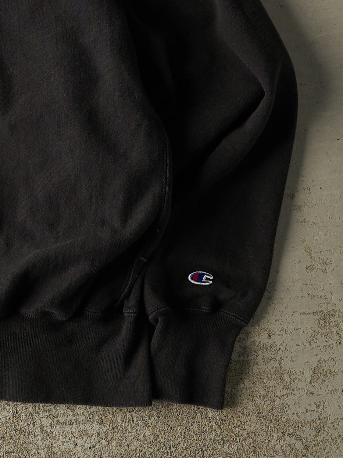 Vintage 90s Faded Black Champion Blank Crewneck (L)
