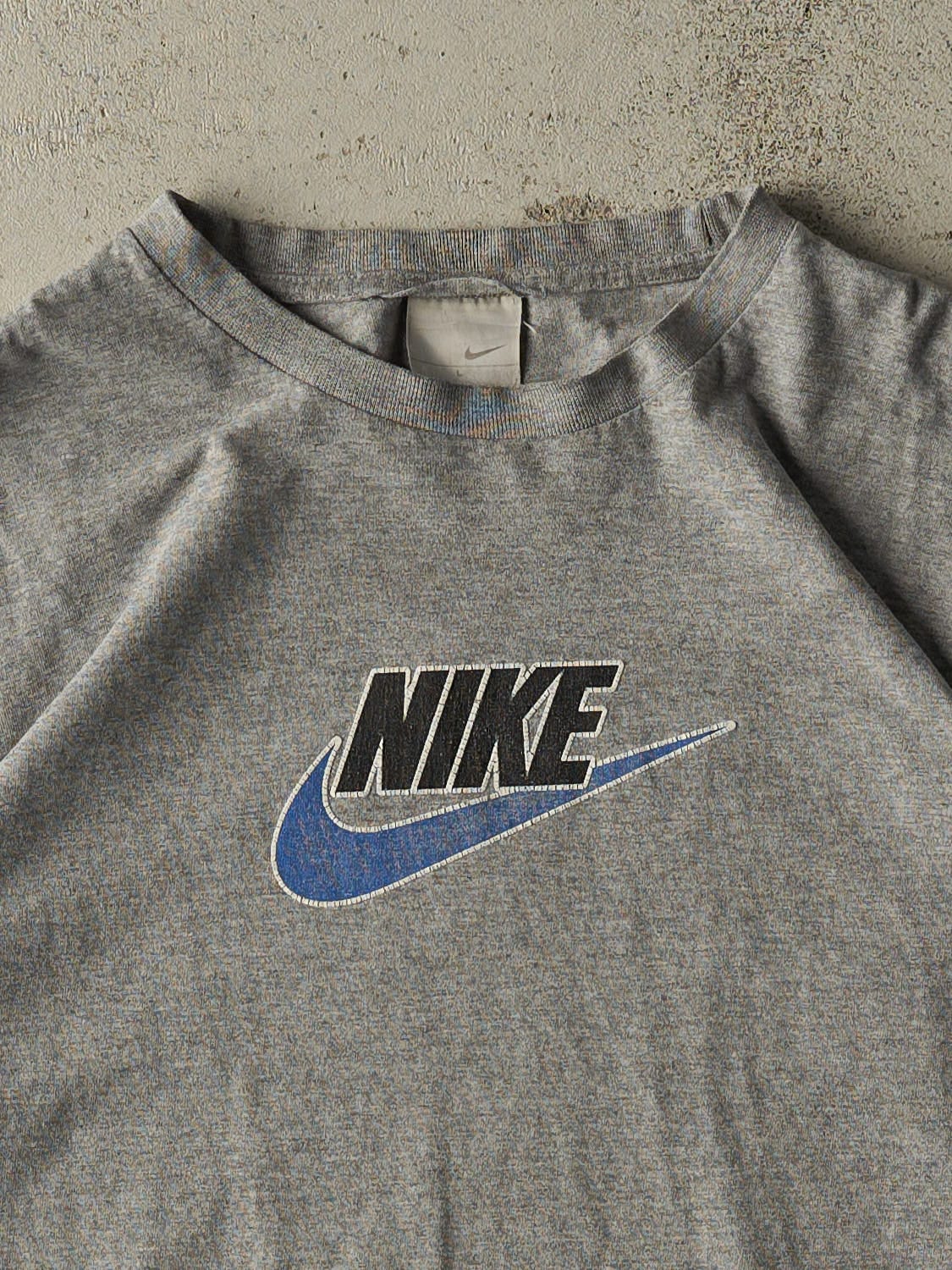 Vintage Y2K Grey Nike Logo Tee (L)