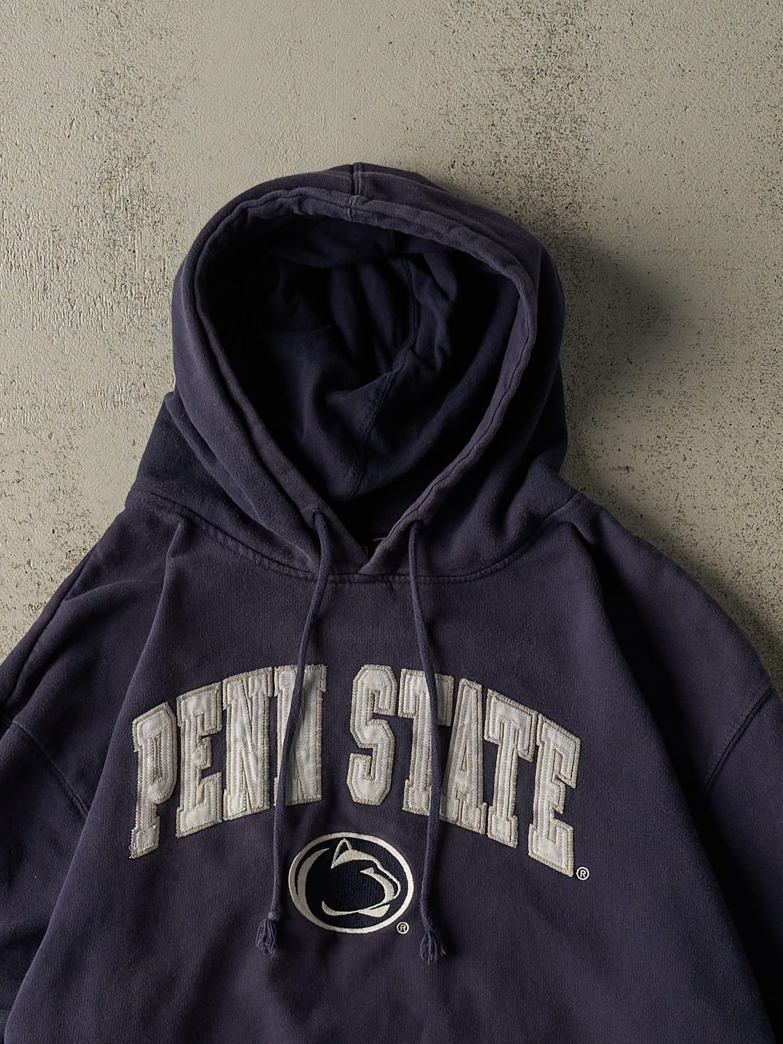 Vintage Y2K Sun Faded Navy Penn State University Embroidered Hoodie (M)