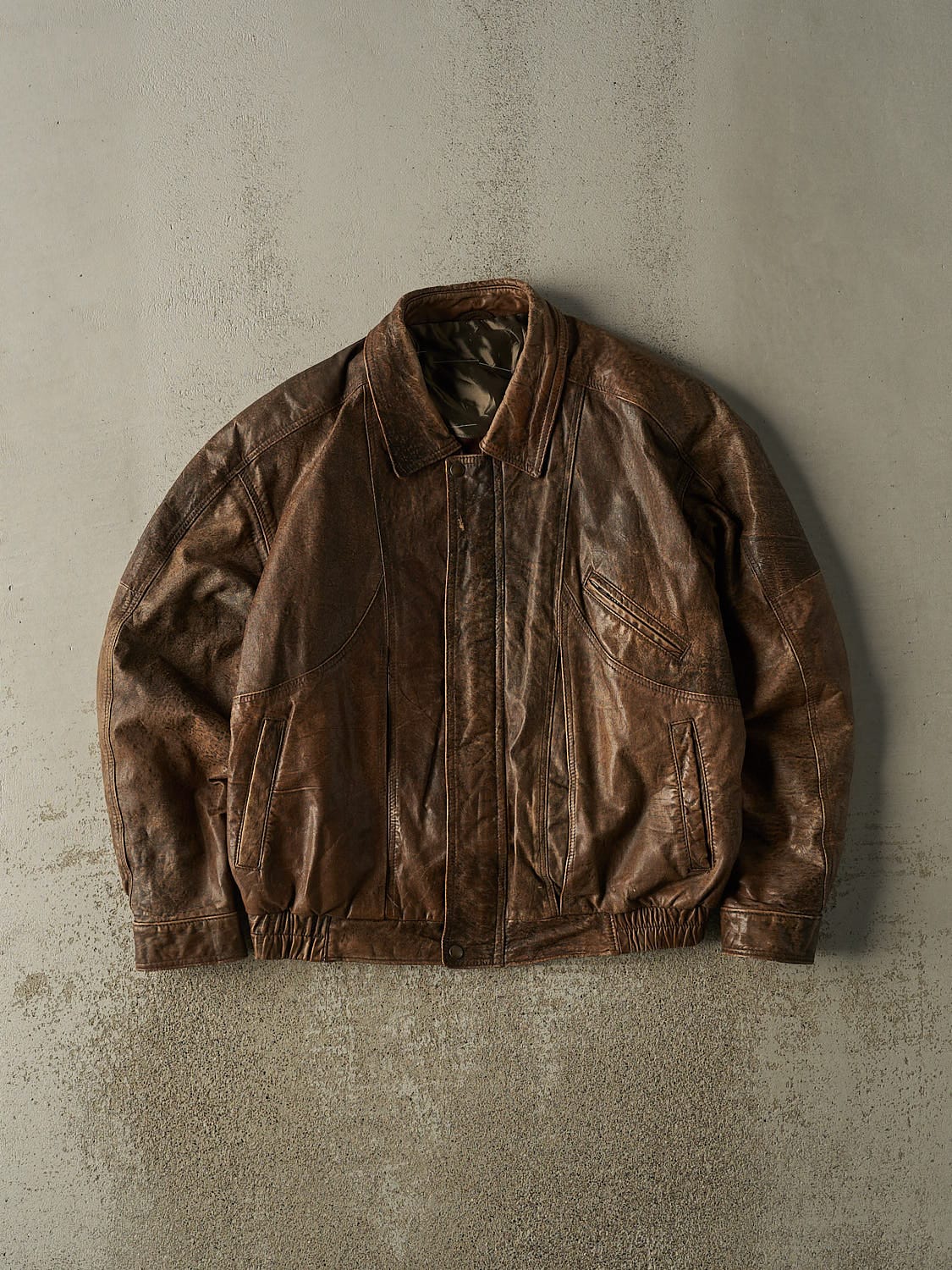 Vintage 80s Brown Leather Bomber Jacket (M/L)