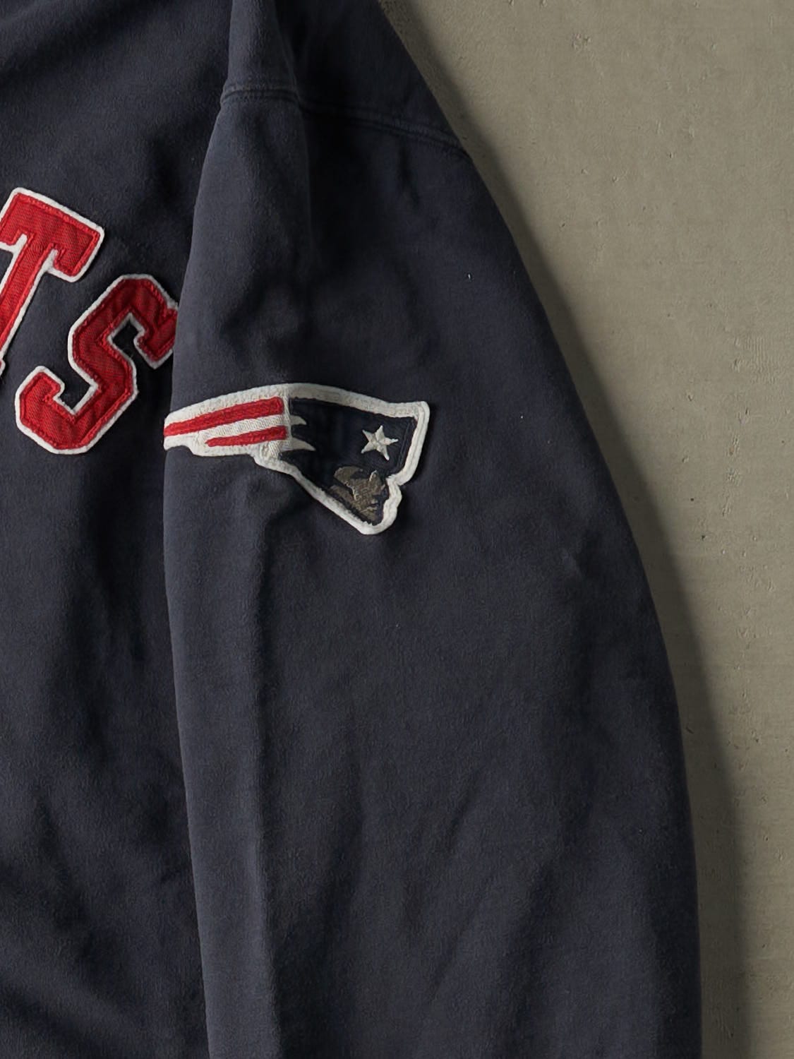 Vintage Y2K Navy Blue New England Patriots Embroidered Zip Up Hoodie (XXL/XXXL)