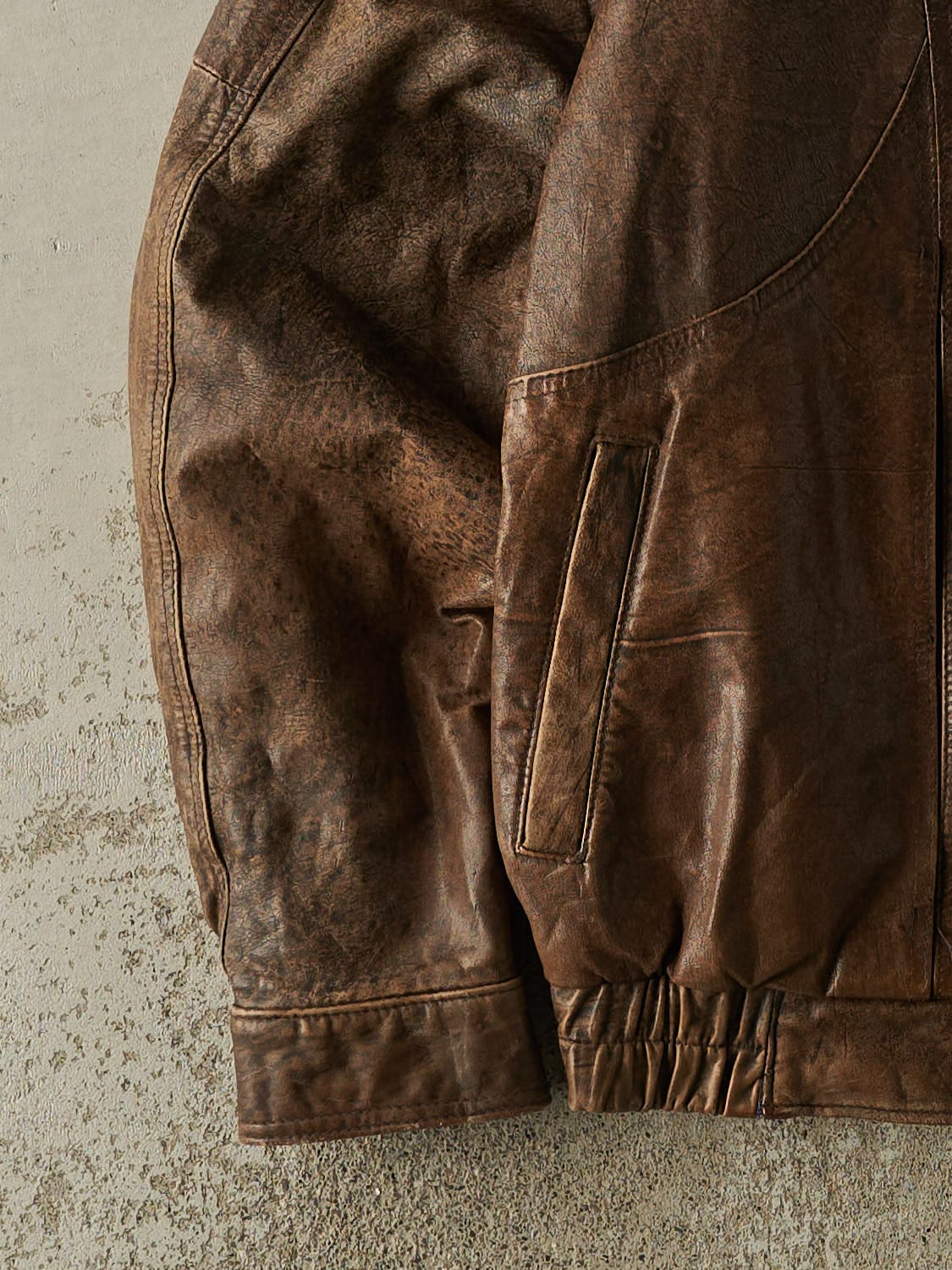 Vintage 80s Brown Leather Bomber Jacket (M/L)