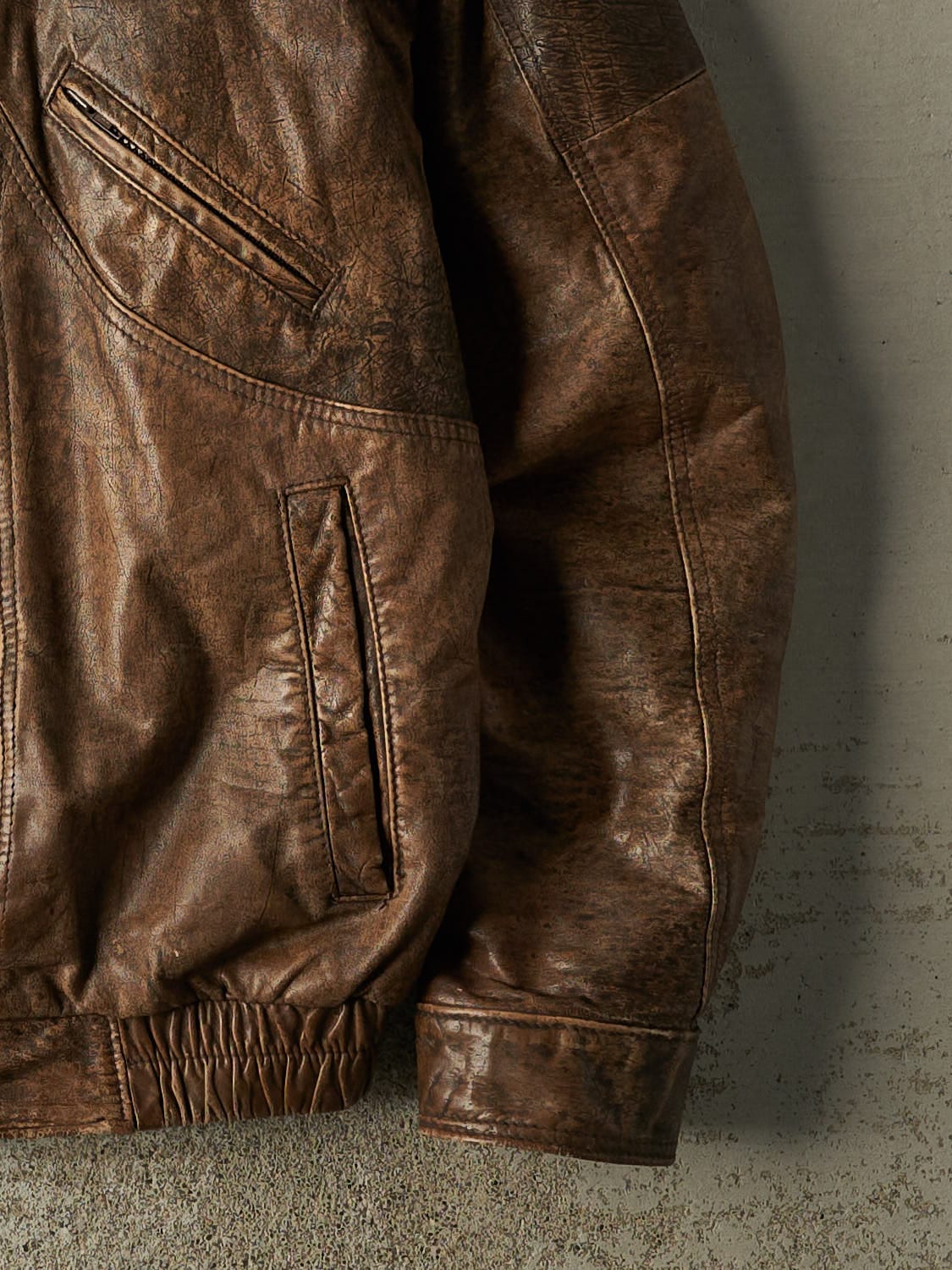 Vintage 80s Brown Leather Bomber Jacket (M/L)