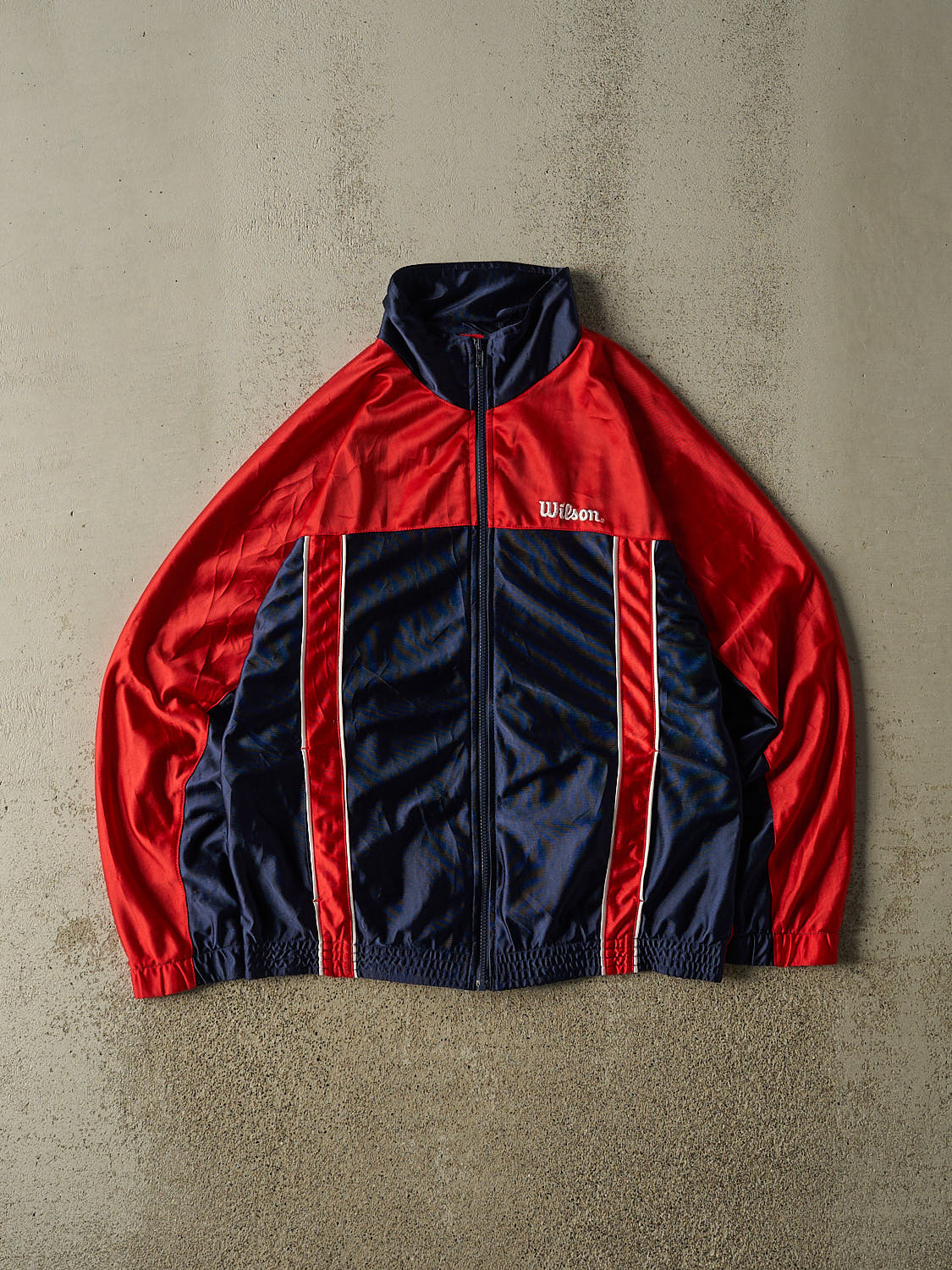 Vintage Y2K Red Wilson Embroidered Zip Up Track Sweater (S/M)