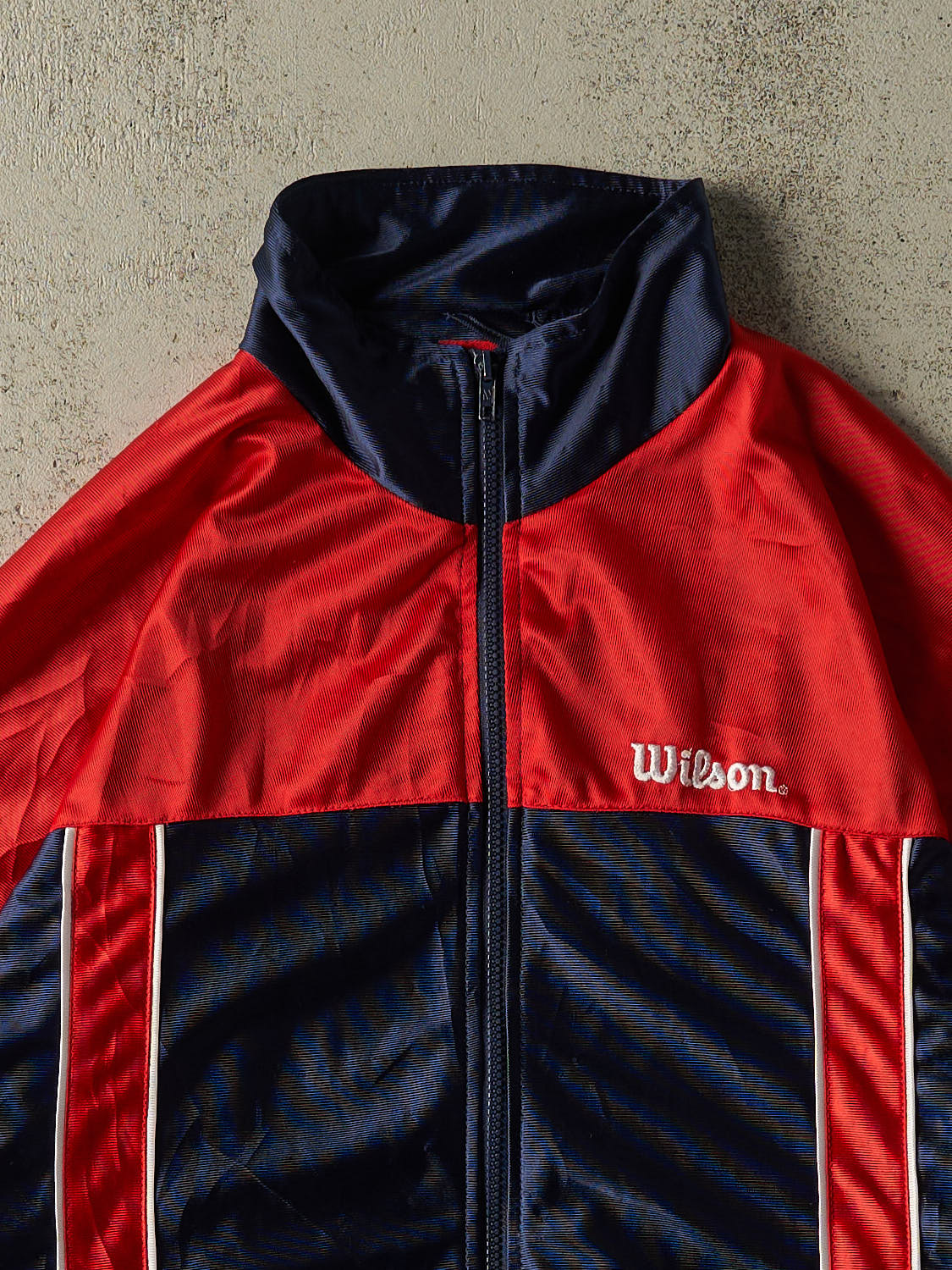 Vintage Y2K Red Wilson Embroidered Zip Up Track Sweater (S/M)