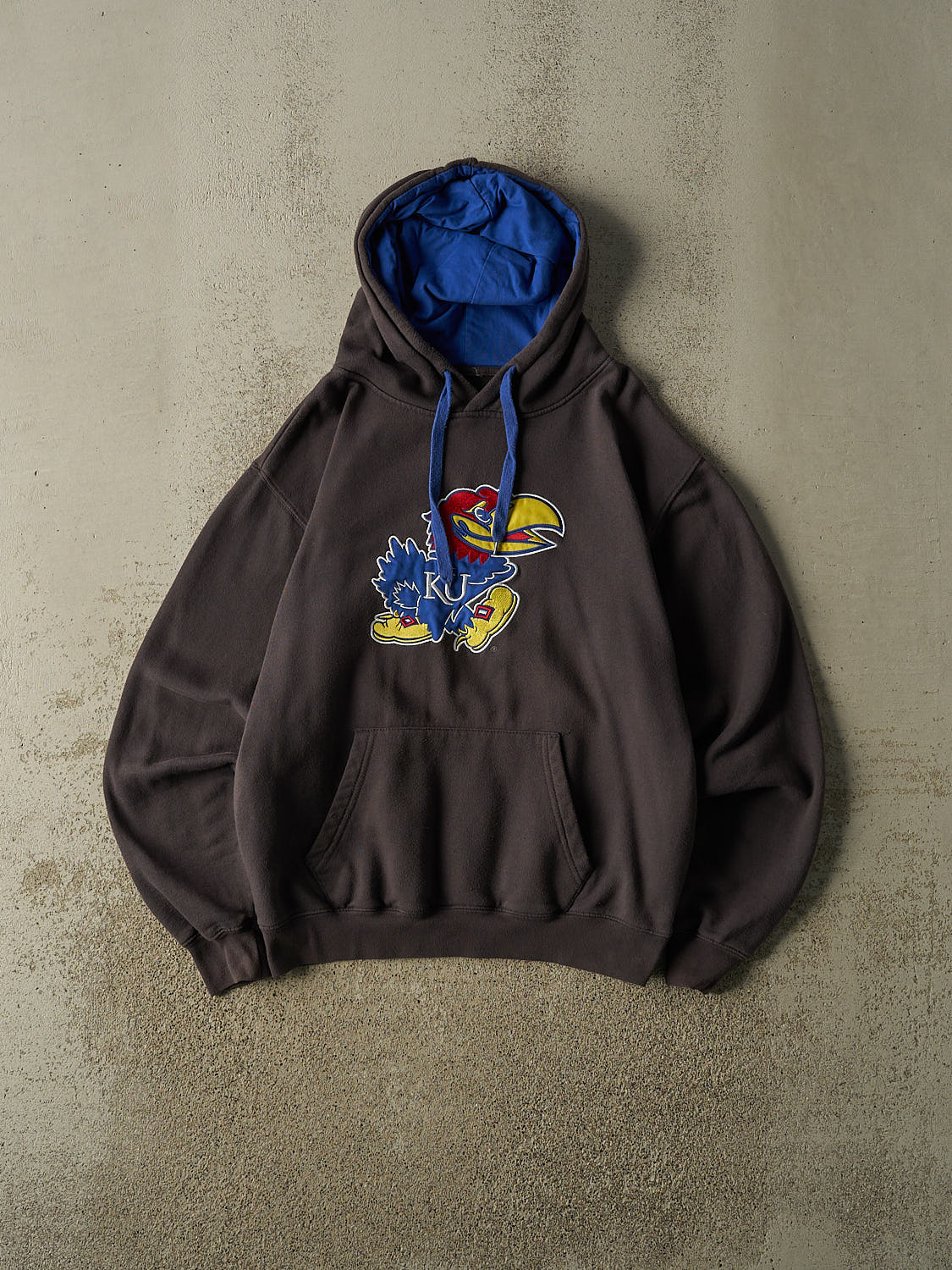 Vintage Y2K Charcoal Grey Kansas University Jayhawks Hoodie (M/L)