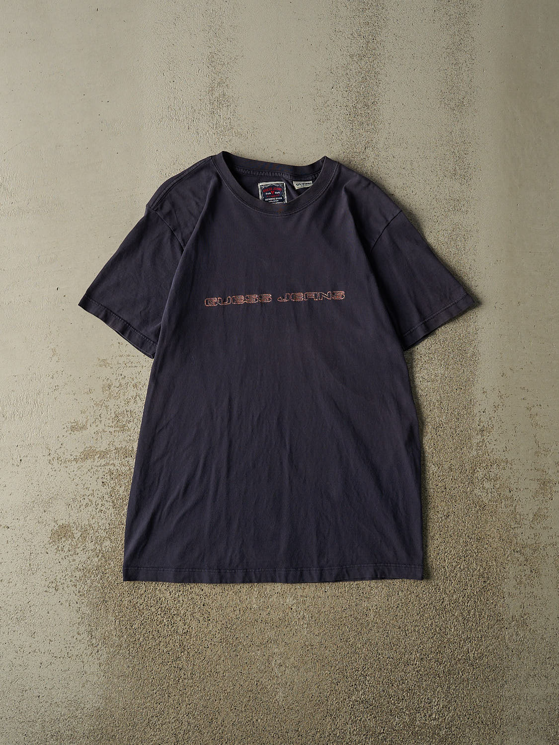 Vintage 90s Navy Blue Guess Jeans Logo Tee (L)