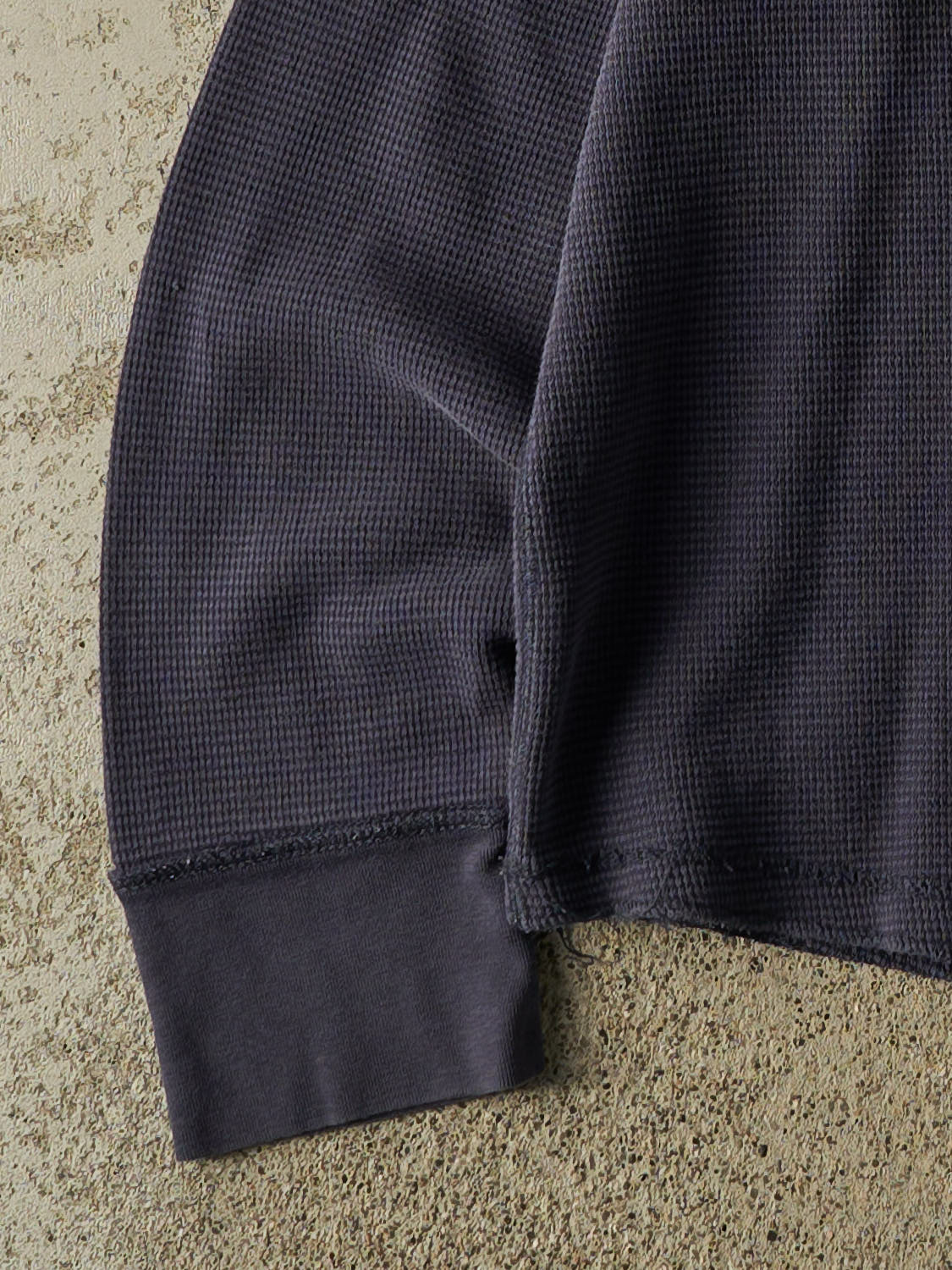 Vintage Y2K Navy Blue Quarter Button Thermal Long Sleeve (M/L)