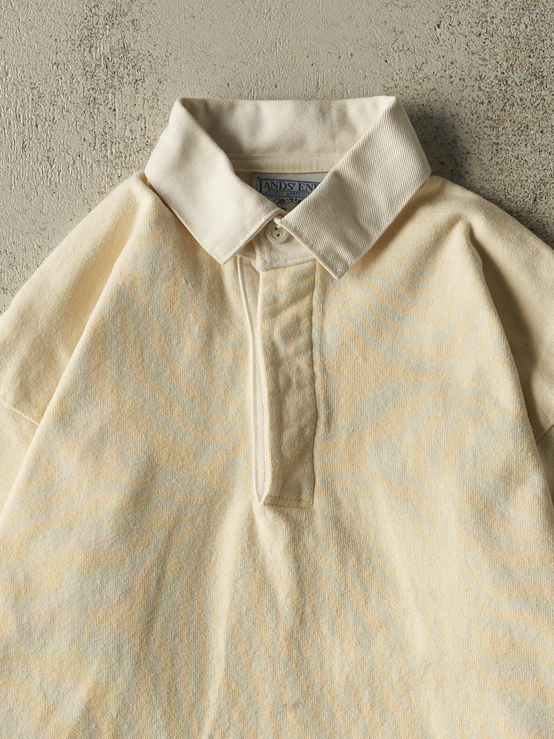 Vintage 90s Beige Lands End Quarter Button Rugby Long Sleeve (XS/S)