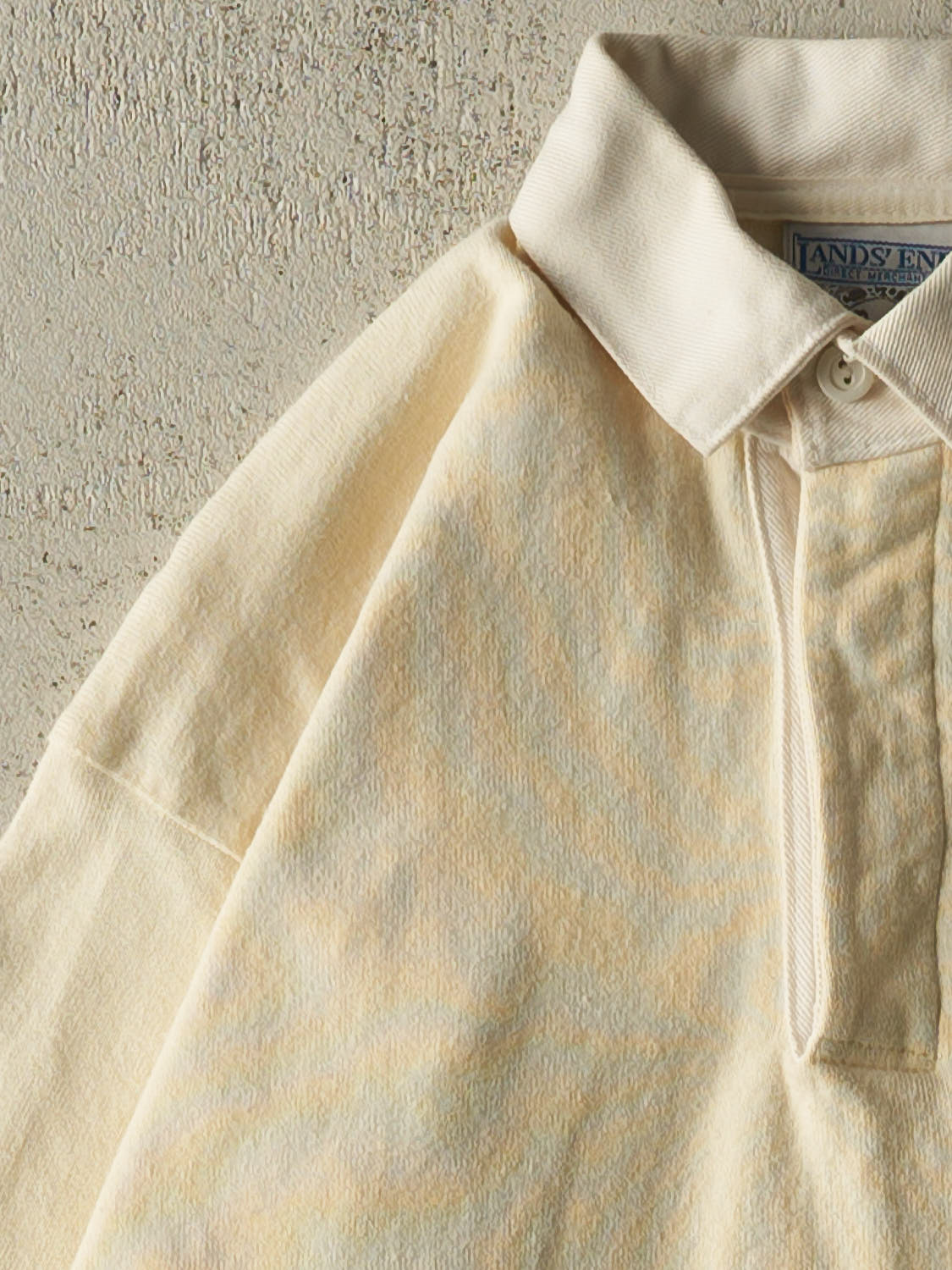 Vintage 90s Beige Lands End Quarter Button Rugby Long Sleeve (XS/S)