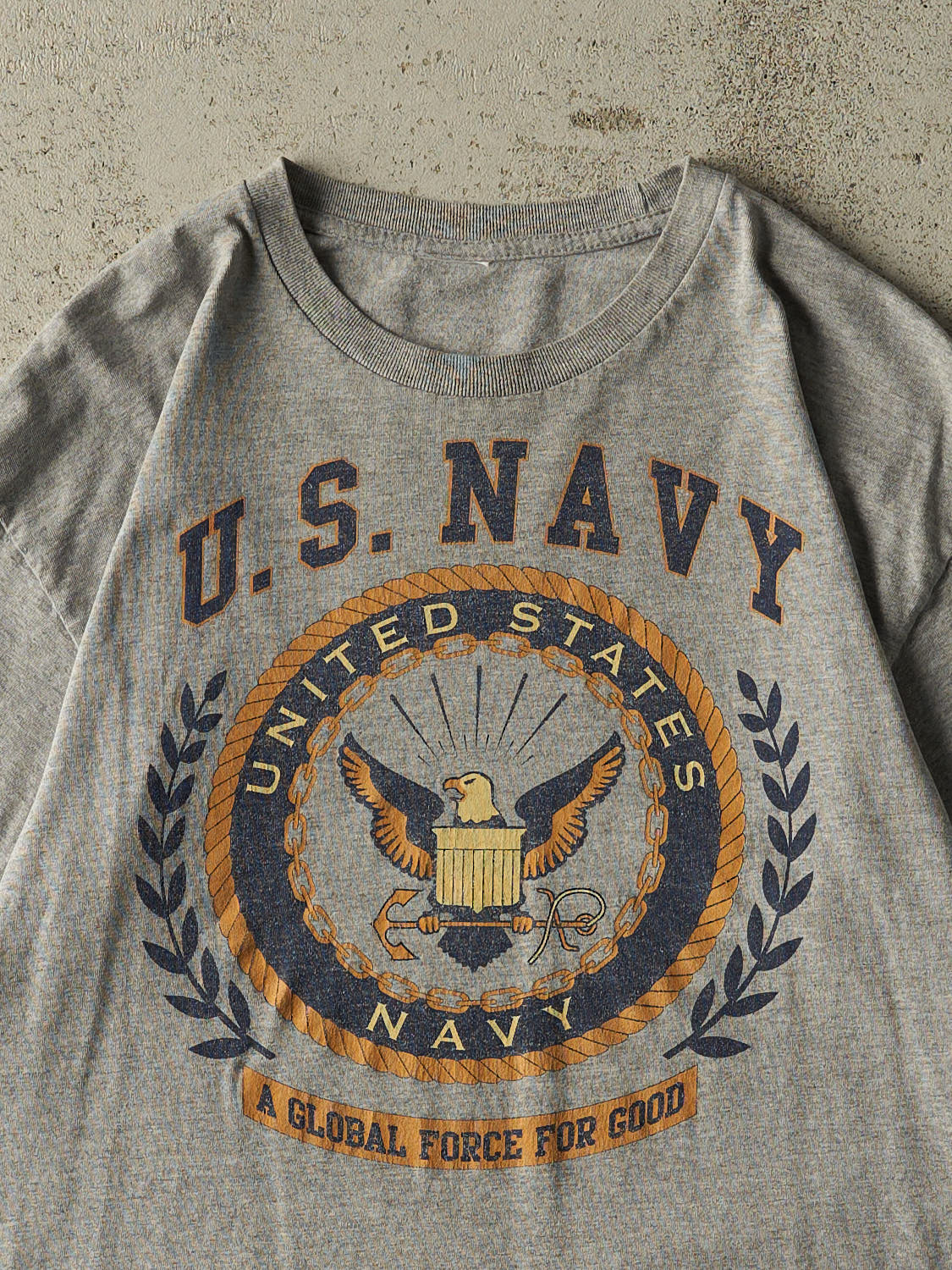 Vintage Y2K Grey United States Navy Logo Tee (M/L)