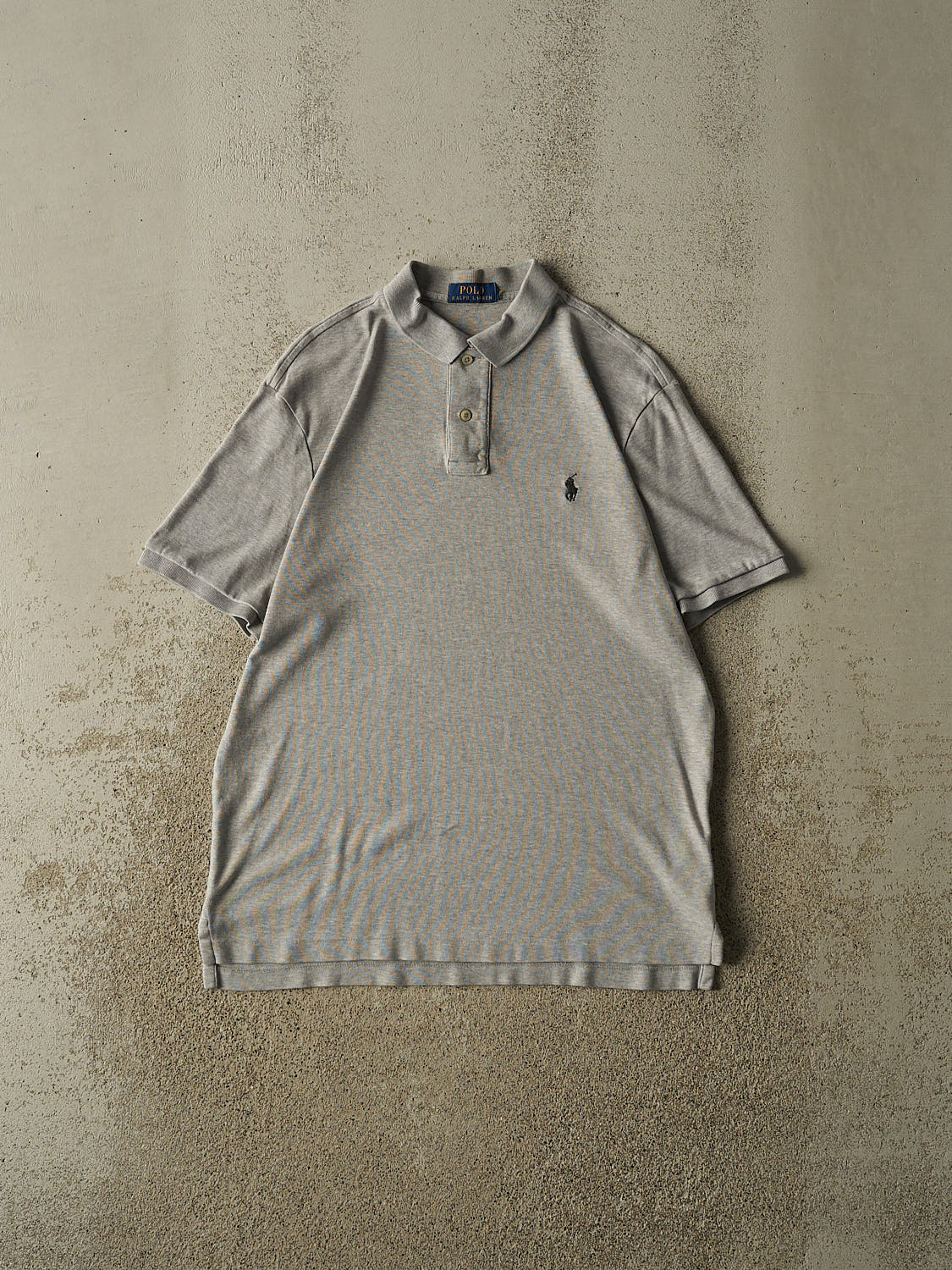 Vintage Y2K Grey Polo Quarter Button Tee (L)