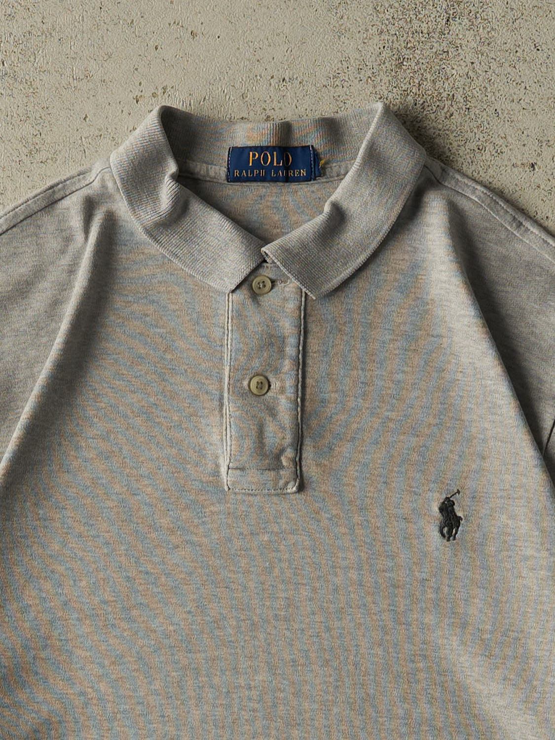 Vintage Y2K Grey Polo Quarter Button Tee (L)