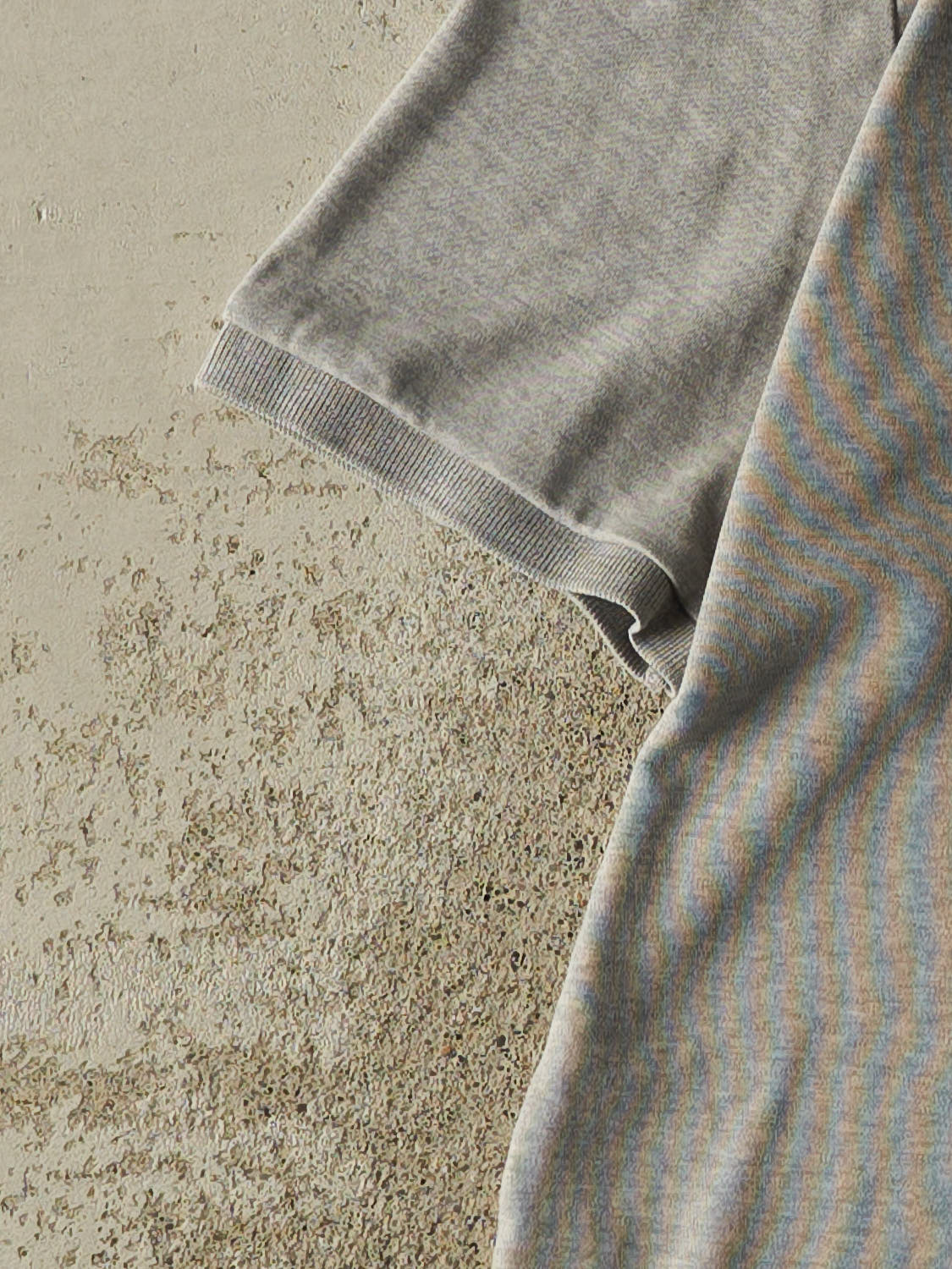 Vintage Y2K Grey Polo Quarter Button Tee (L)
