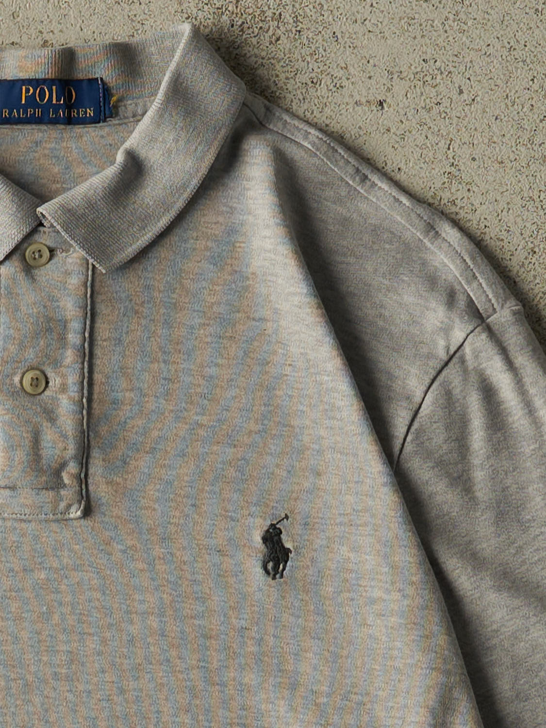 Vintage Y2K Grey Polo Quarter Button Tee (L)