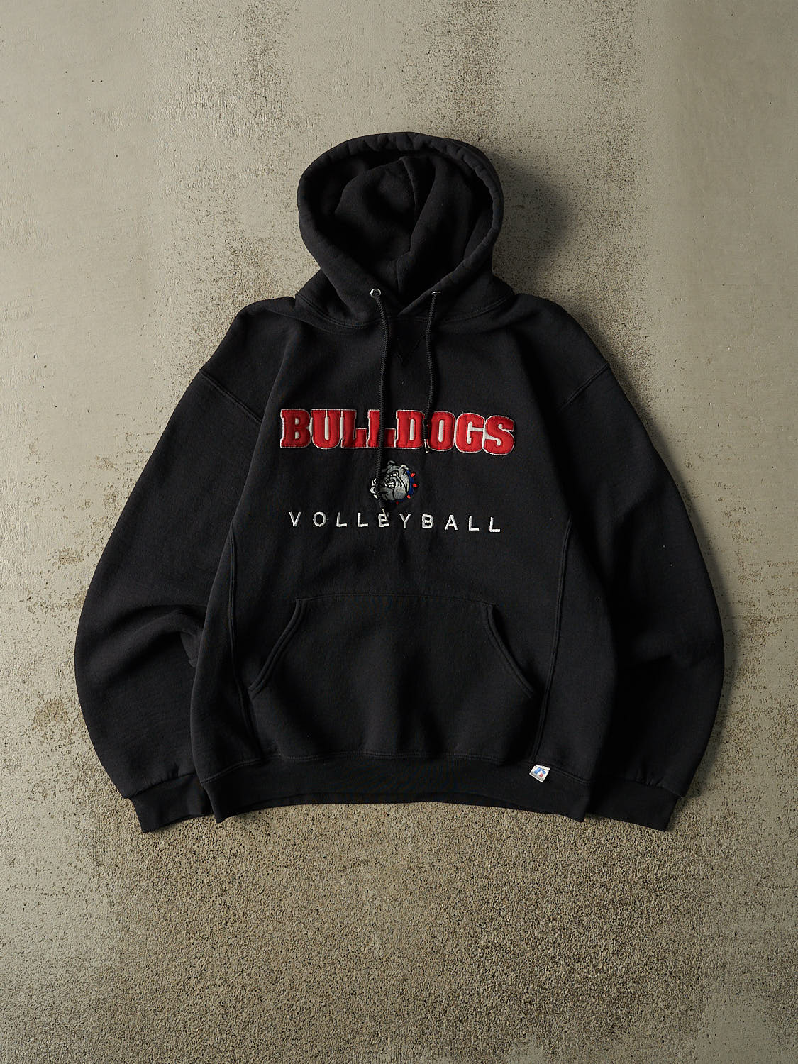 Vintage Y2K Black Russell Athletic Bulldogs Volleyball Embroidered Hoodie (S/M)