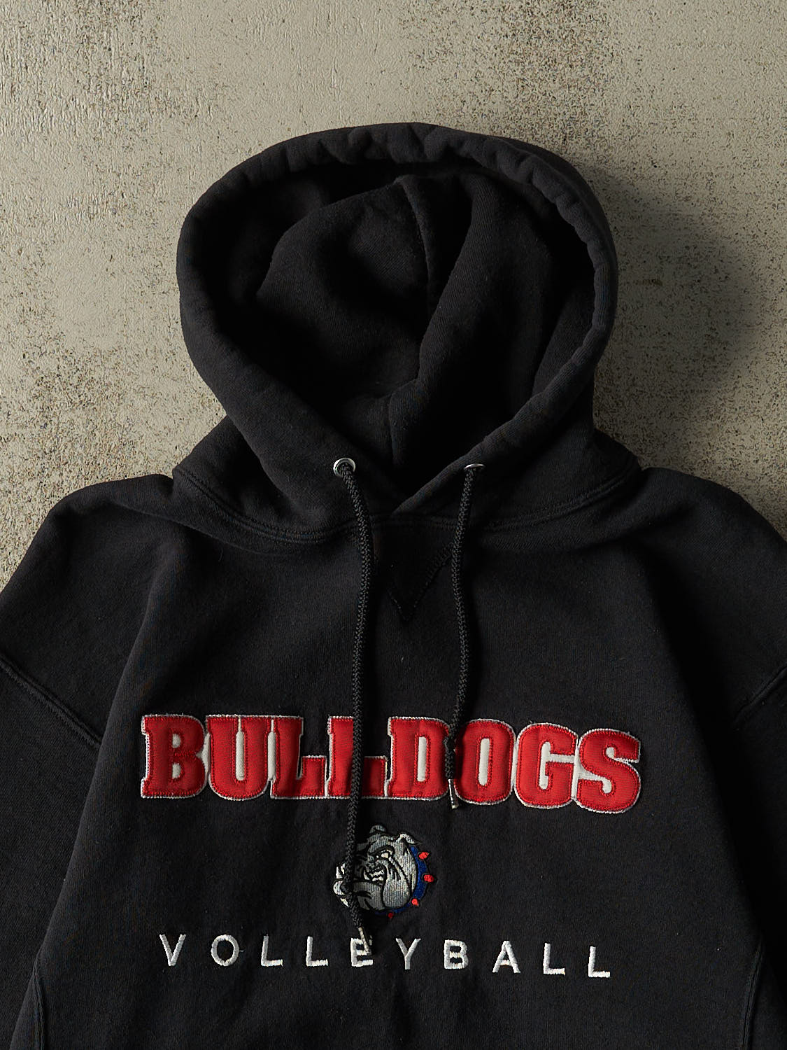 Vintage Y2K Black Russell Athletic Bulldogs Volleyball Embroidered Hoodie (S/M)