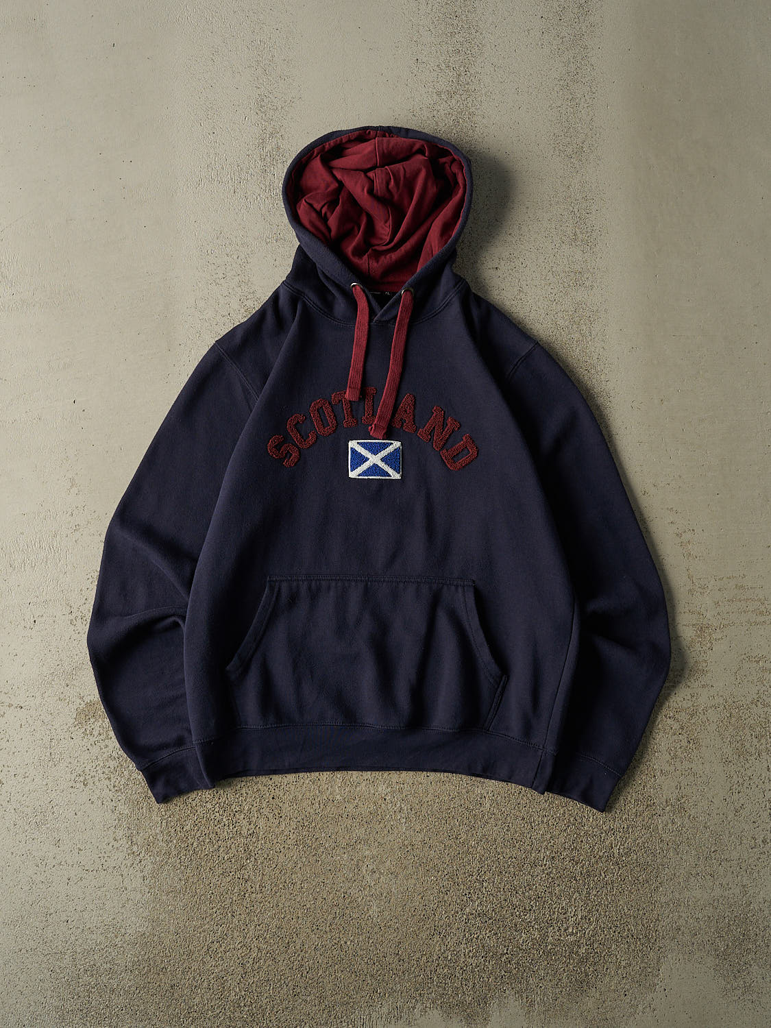 Vintage Y2K Navy Blue Scotland Embroidered Hoodie (L)