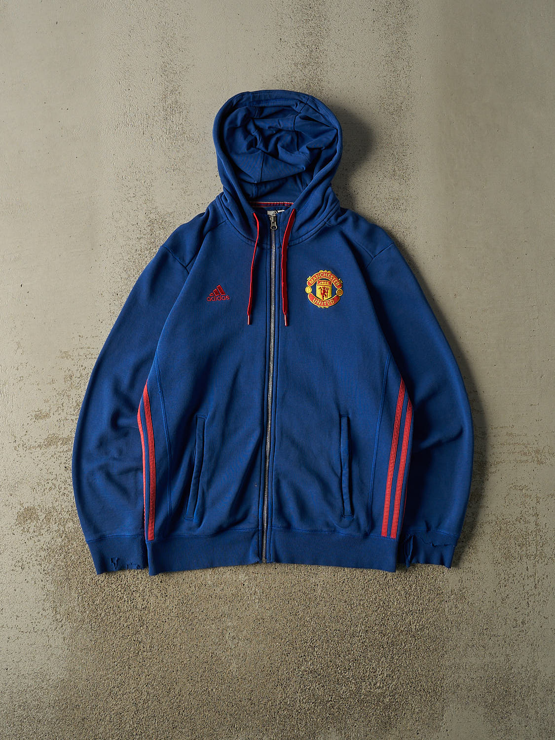 Vintage Y2K Blue Adidas x Manchester United Zip Up Hoodie (M/L)