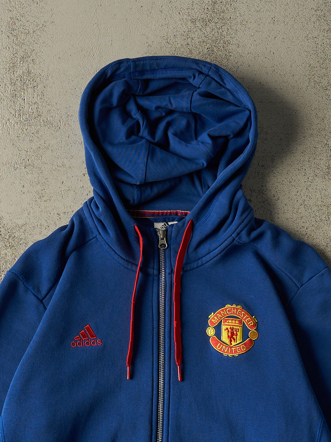 Vintage Y2K Blue Adidas x Manchester United Zip Up Hoodie (M/L)