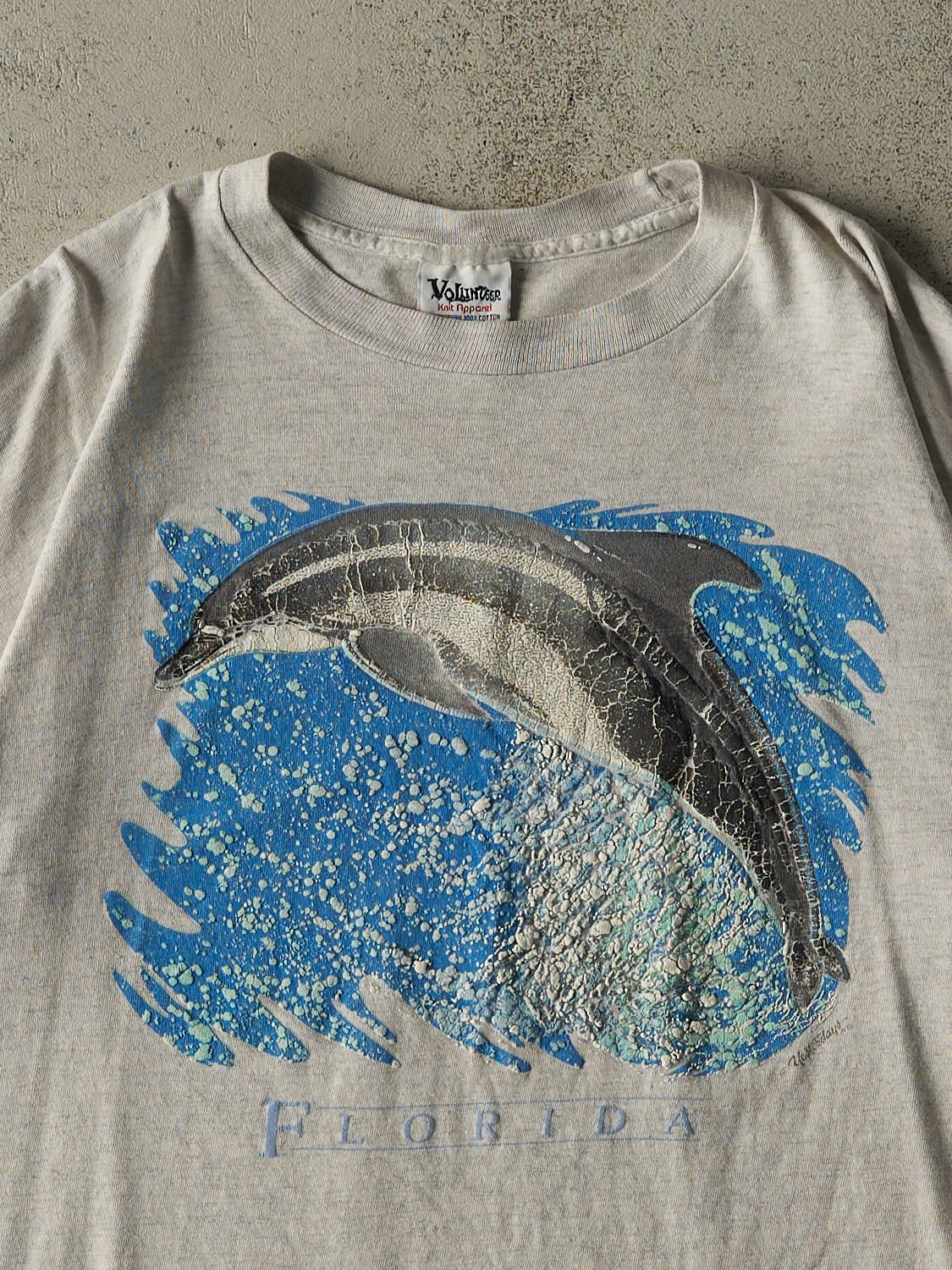 Vintage 90s Grey Florida Dolphin Single Stitch Tee (M/L)