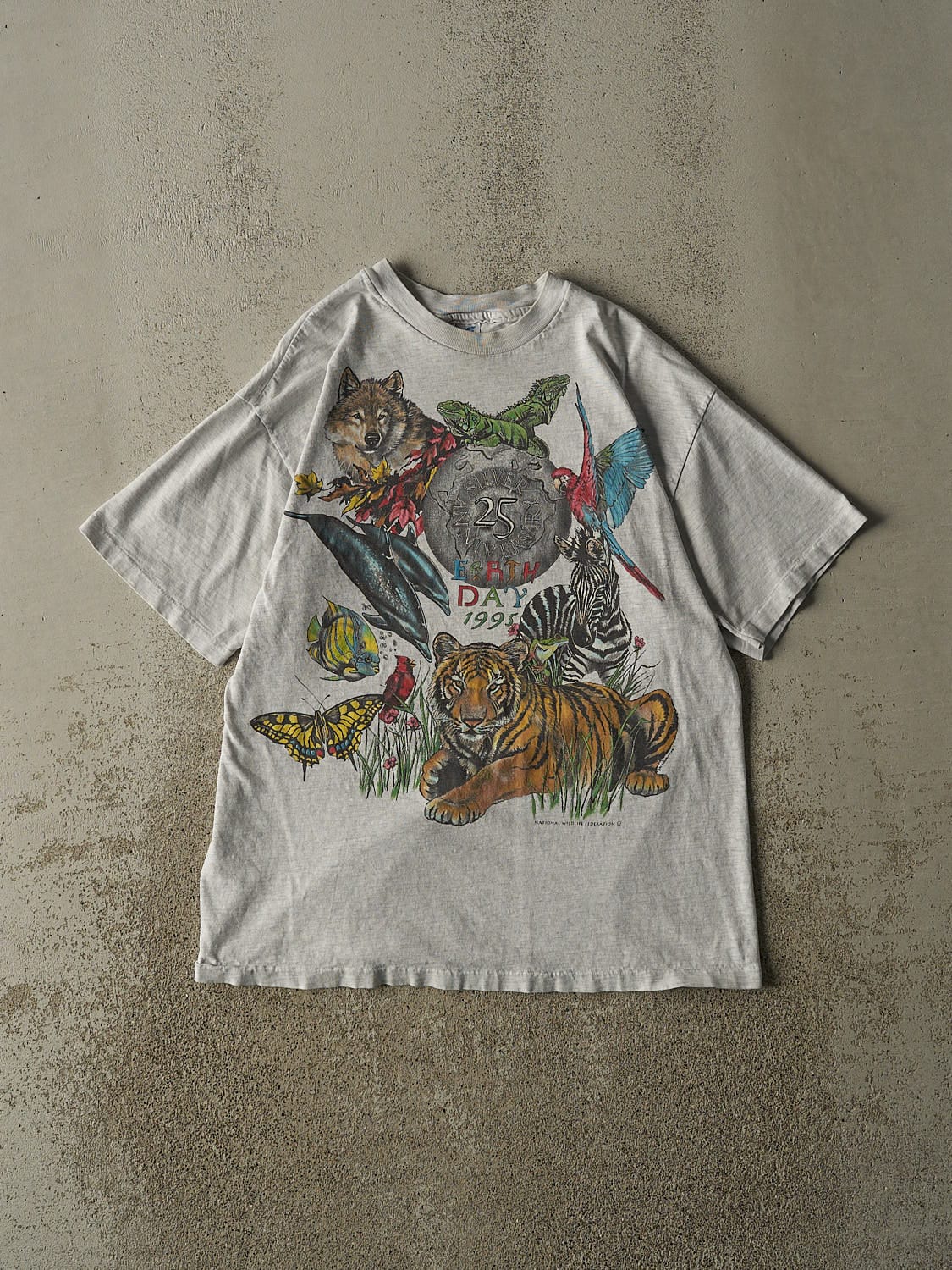 Vintage 95' Heather Grey Earth Day Single Stitch Tee (M/L)