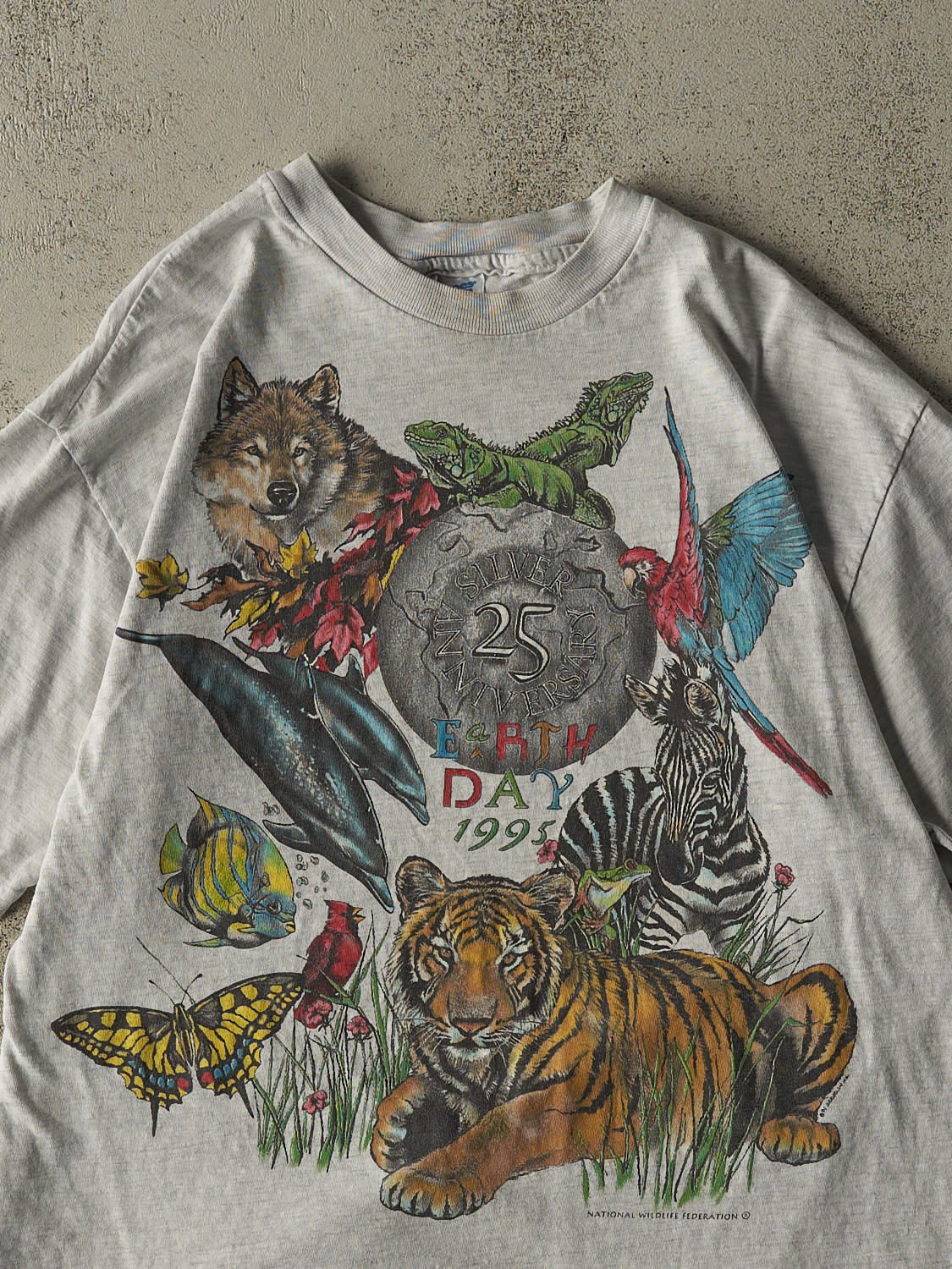 Vintage 95' Heather Grey Earth Day Single Stitch Tee (M/L)