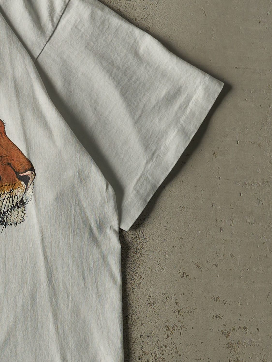 Vintage 80s White African Lion Safari Tee (L/XL)