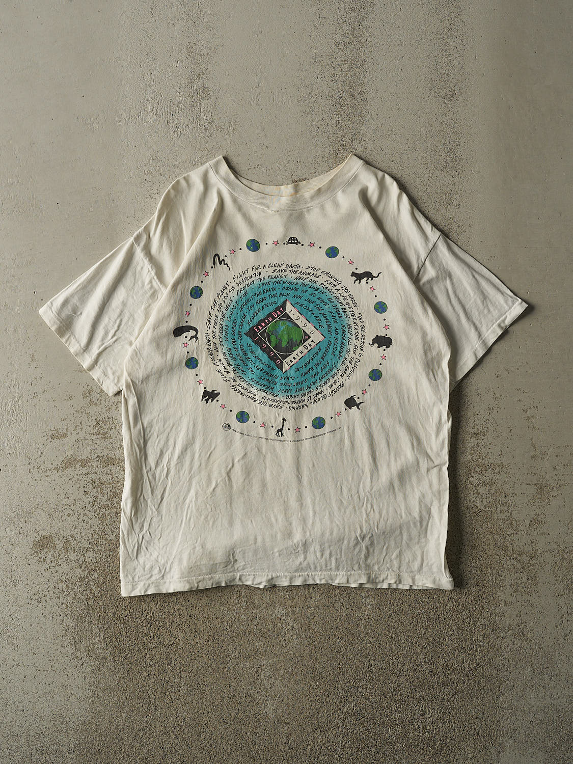 Vintage 90' White Earth Day Tee (L/XL)