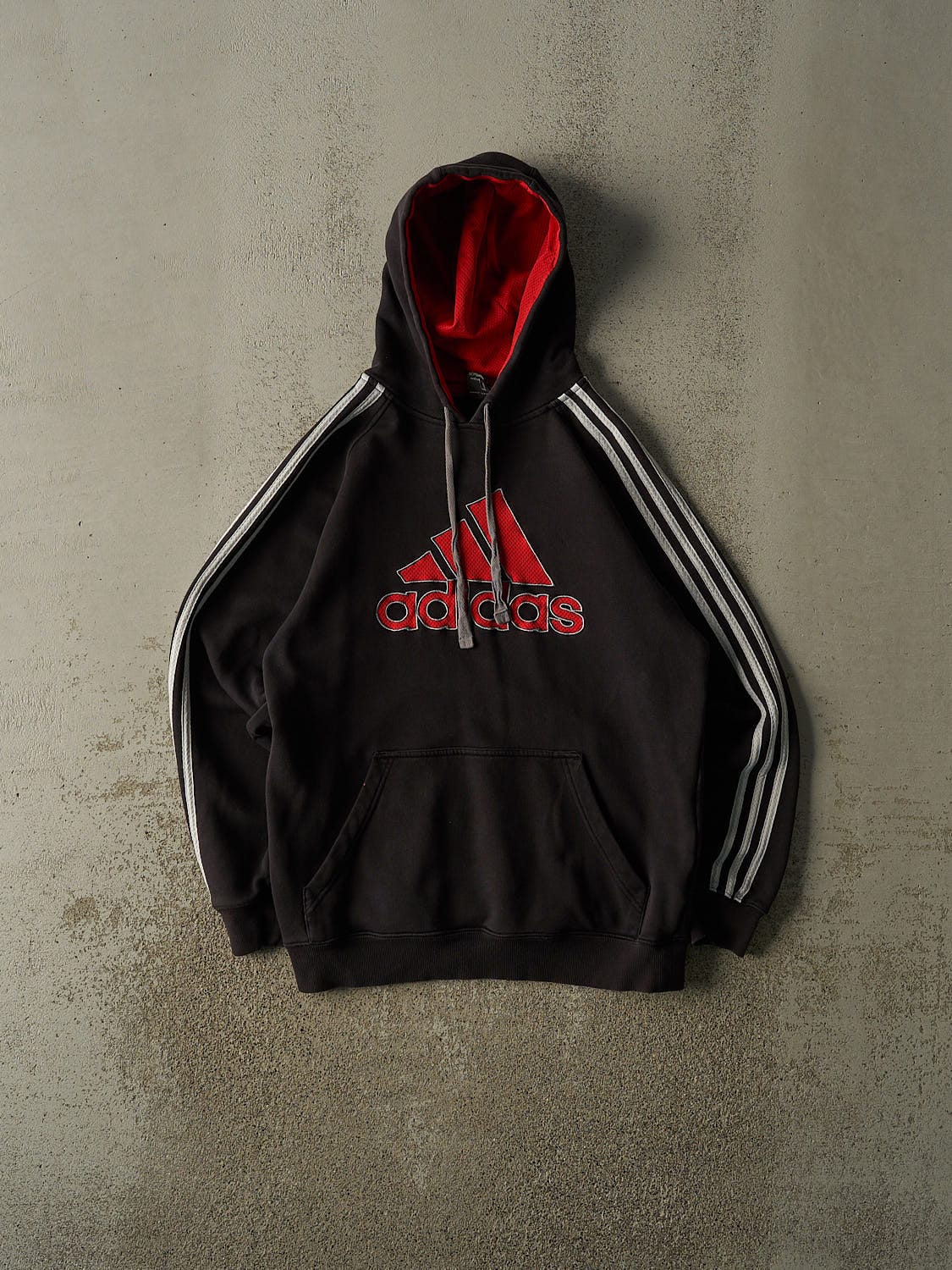 Vintage Y2K Faded Black Adidas Embroidered Hoodie (M)