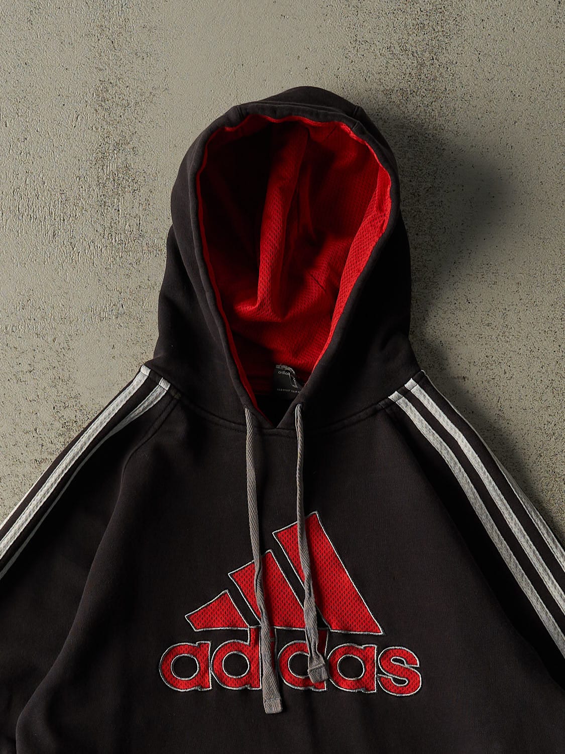 Vintage Y2K Faded Black Adidas Embroidered Hoodie (M)
