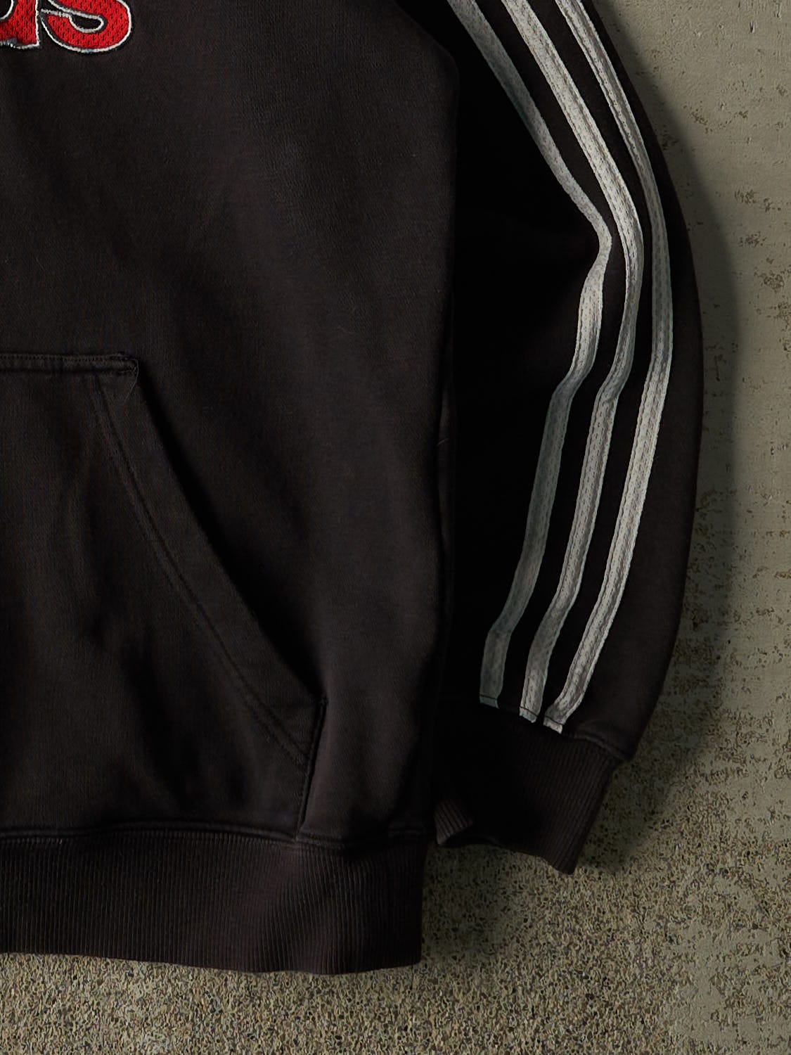 Vintage Y2K Faded Black Adidas Embroidered Hoodie (M)