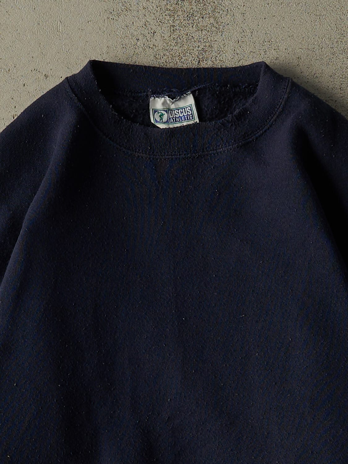 Vintage 90s Navy Blue Discus Athletic Blank Crewneck (S/M)