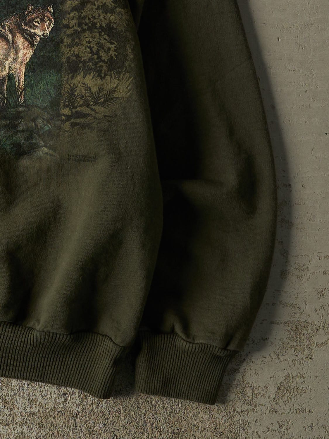 Vintage 90s Green Northern Elements Wolf Crewneck (M)