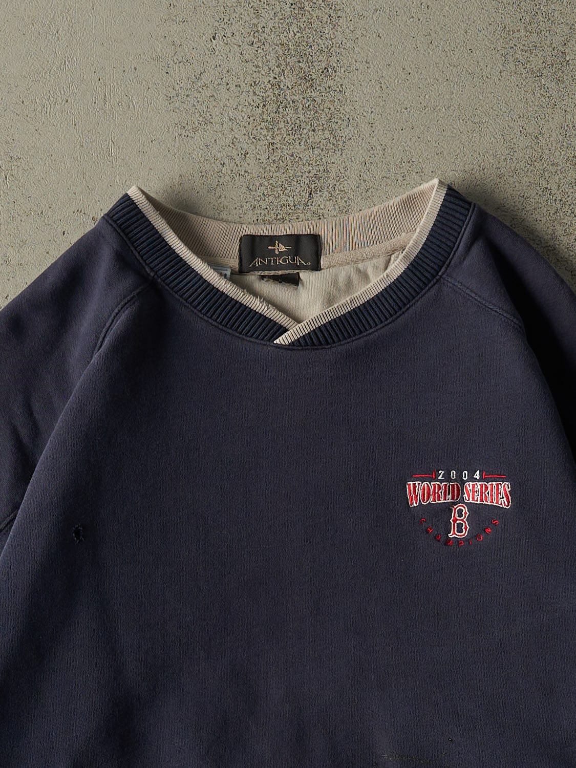 Vintage 04' Sun Faded Navy Boston Red Sox World Series Champions Crewneck (M/L)