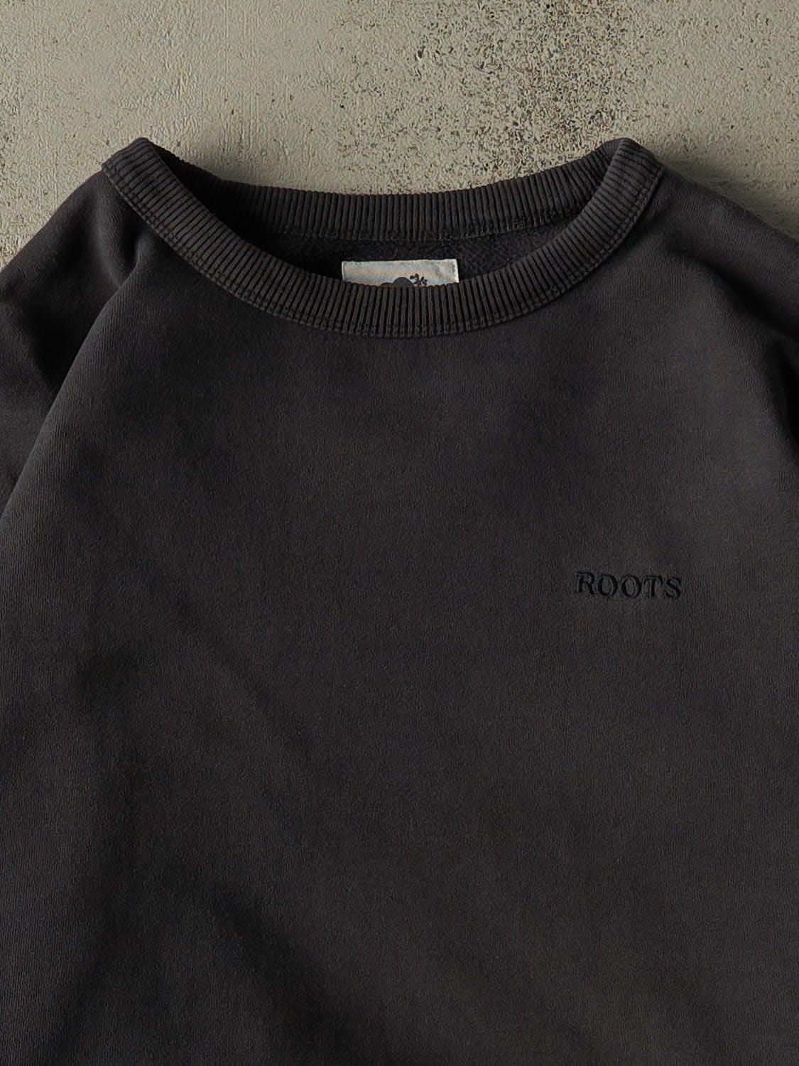 Vintage Y2K Charcoal Grey Roots Embroidered Crewneck (L/XL)