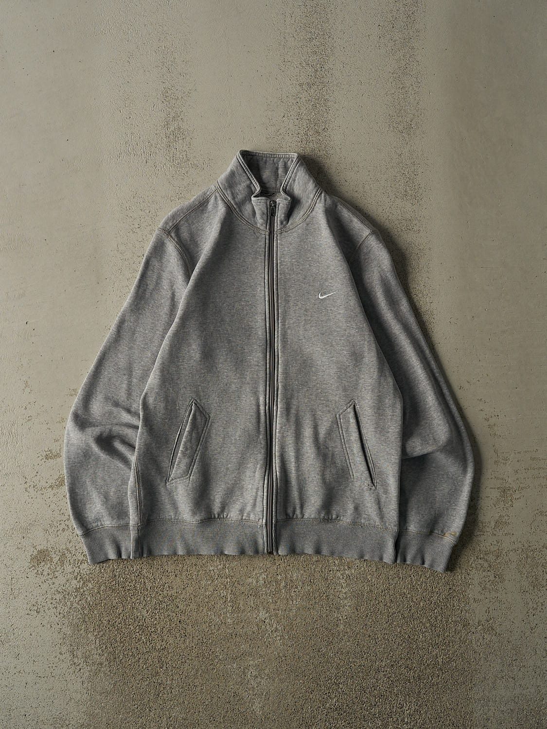 Vintage Y2K Grey Nike Swoosh Zip Up Sweater (S/M)
