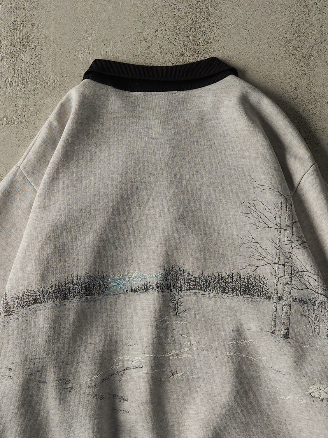 Vintage 90s Grey Wolf AOP Quarter Button Sweater (XL)