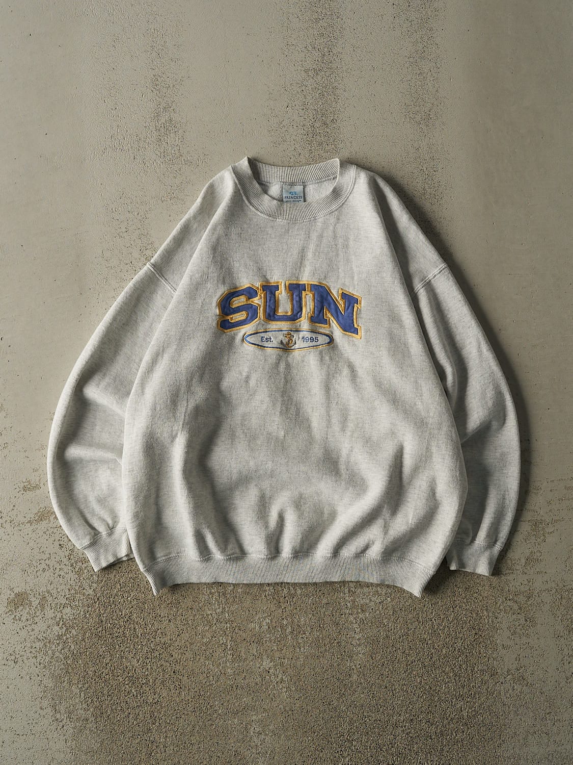 Vintage 90s Heather Grey Sun Embroidered Crewneck (L)