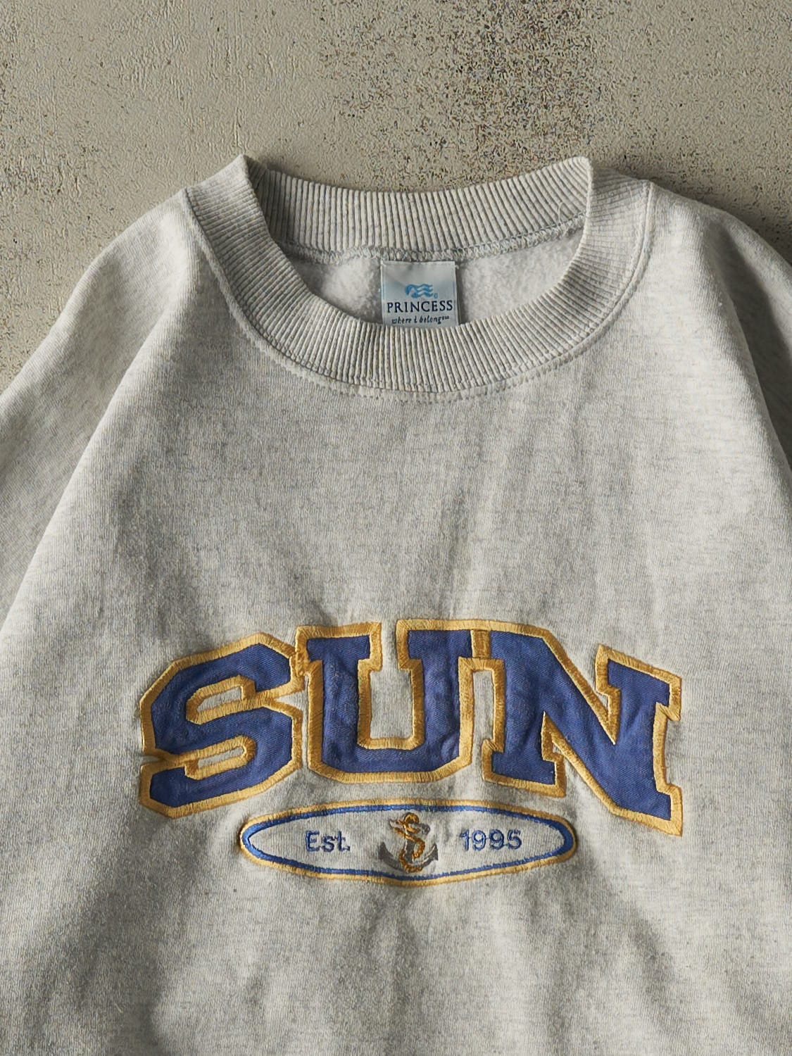 Vintage 90s Heather Grey Sun Embroidered Crewneck (L)