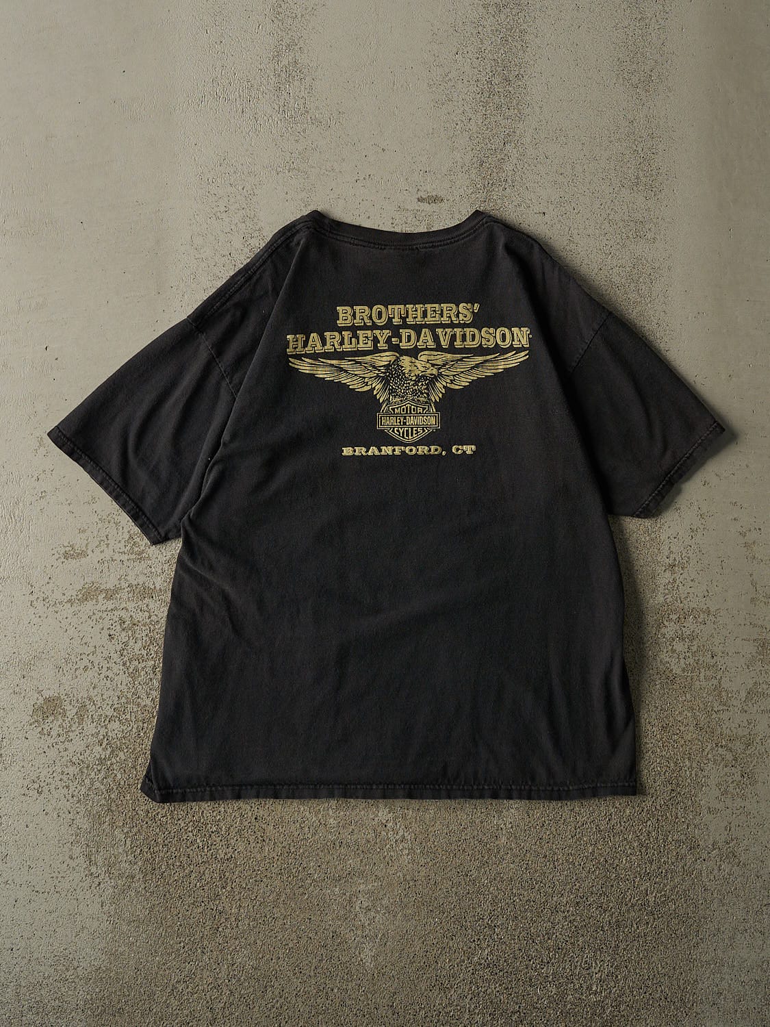 Vintage 12' Faded Black Harley Davidson Branford CT Tee (L/XL)