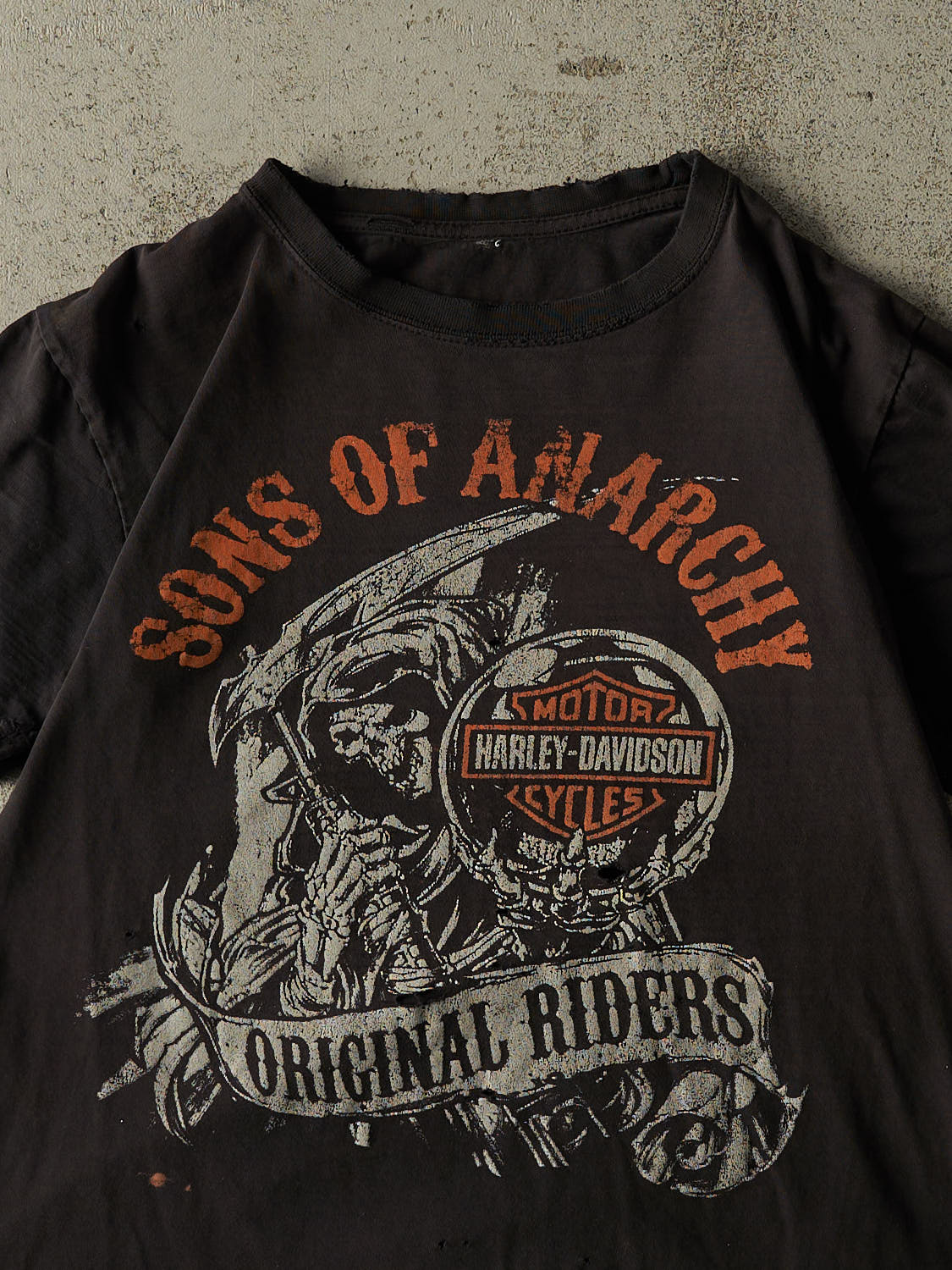 Vintage Y2K Faded Black Sons Of Anarchy Tee (S/M)