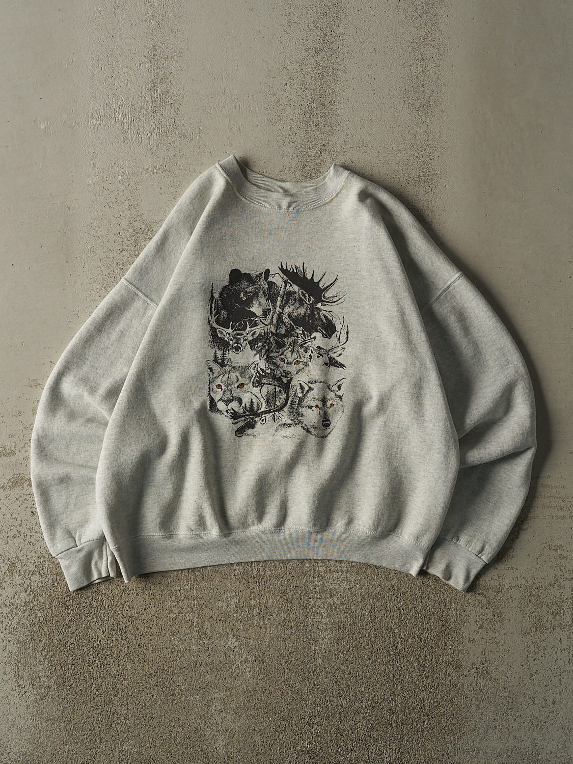 Vintage 90s Heather Grey Nature Crewneck (L/XL)