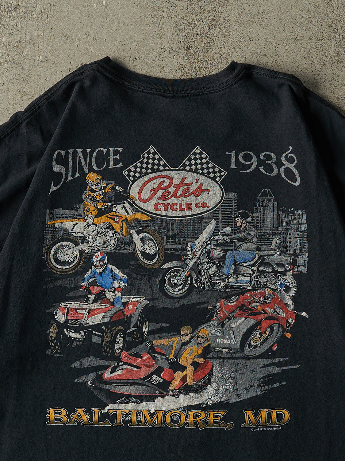 Vintage 05' Faded Black Petes Cycle Co Tee (XL/XXL)