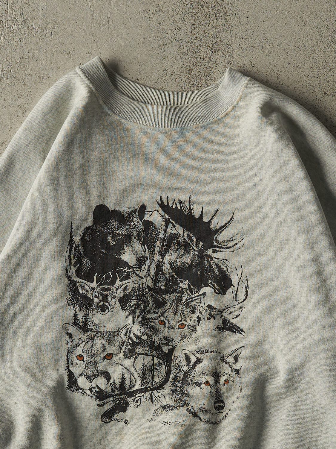 Vintage 90s Heather Grey Nature Crewneck (L/XL)