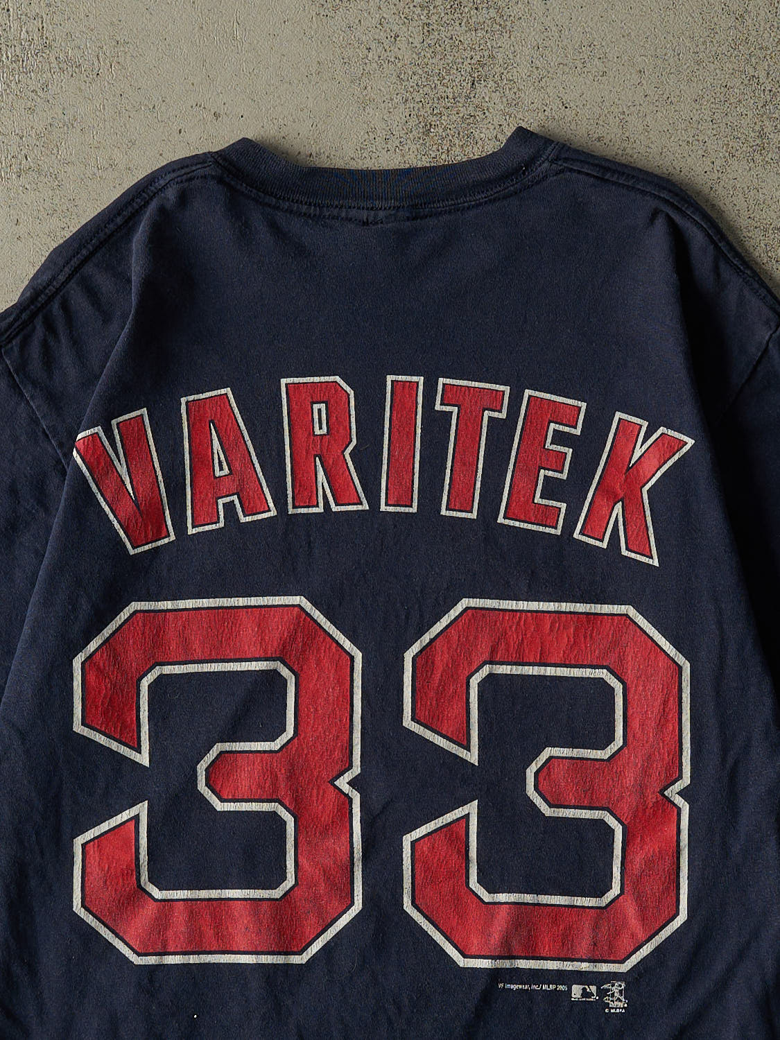 Vintage 06' Navy Blue Boston Red Sox #33 Jason Varitek Player Tee (S/M)