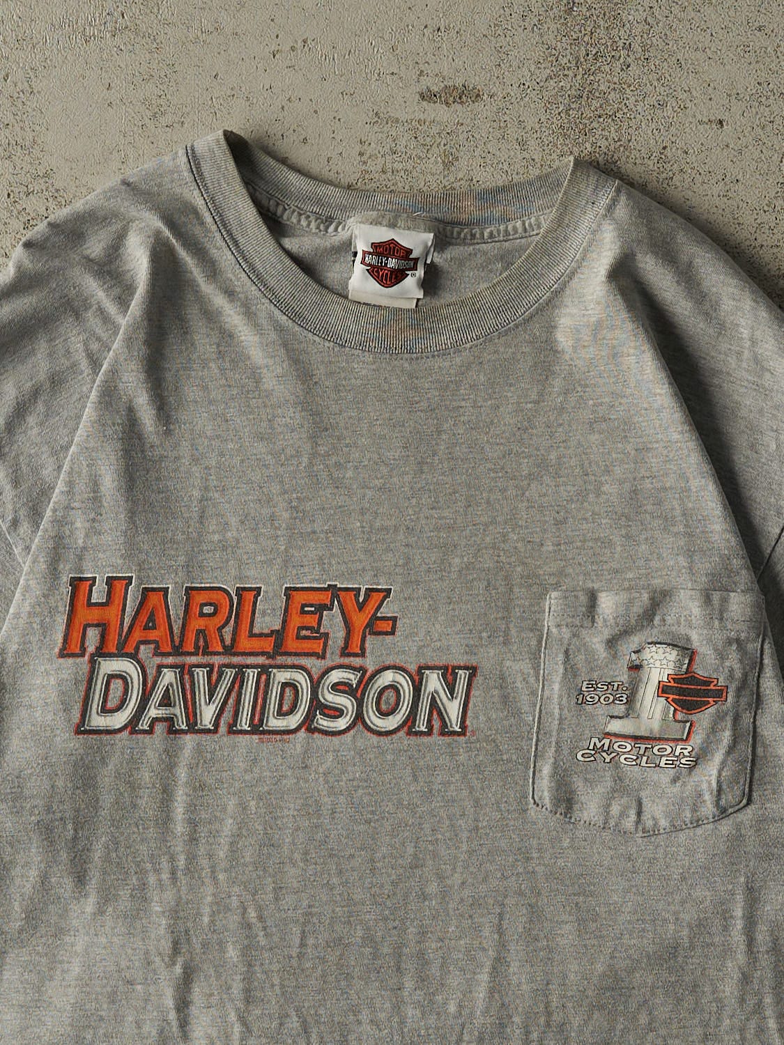 Vintage 08' Grey Harley Davidson Cape Cod Pocket Tee (L)