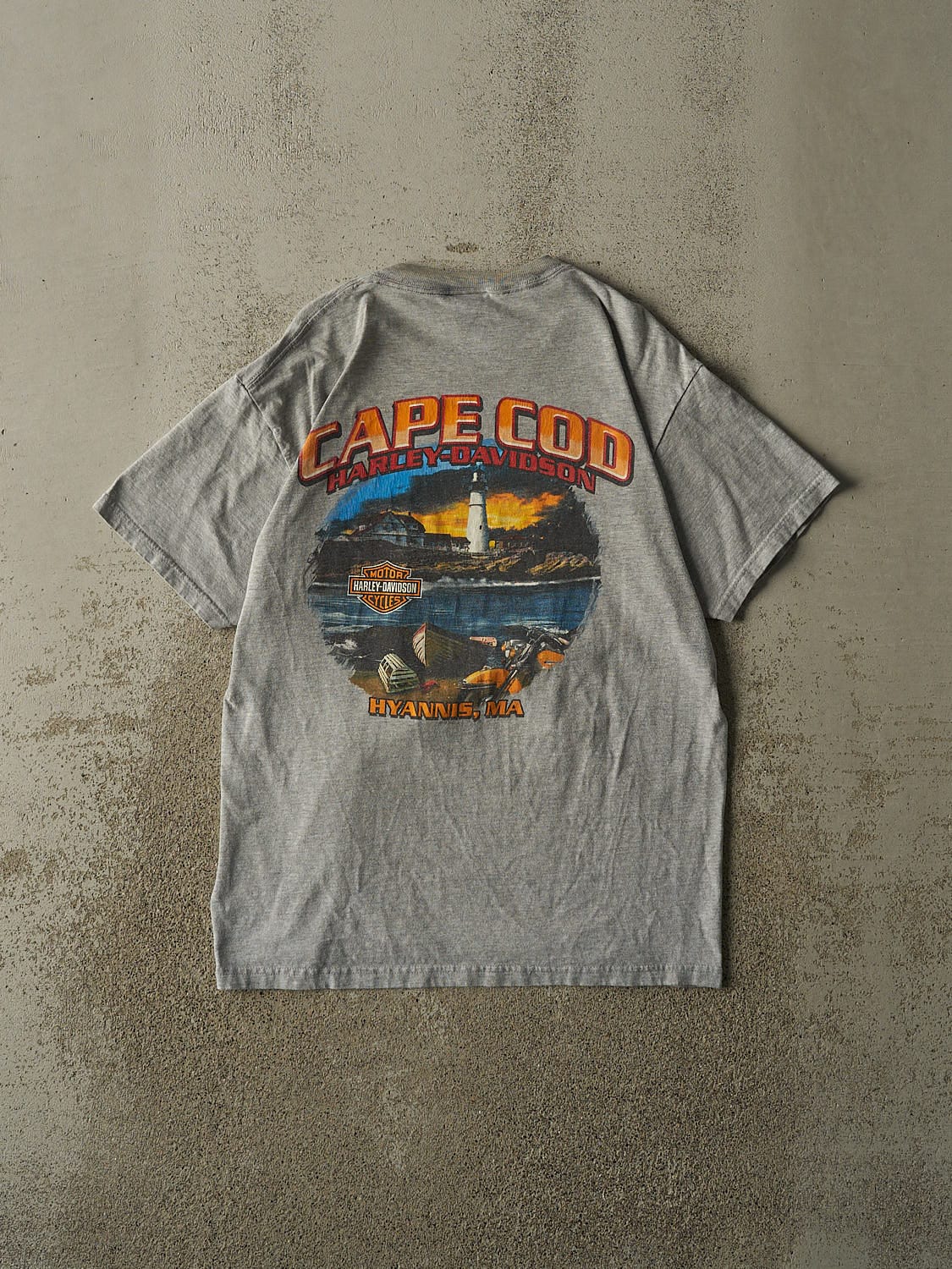 Vintage 08' Grey Harley Davidson Cape Cod Pocket Tee (L)